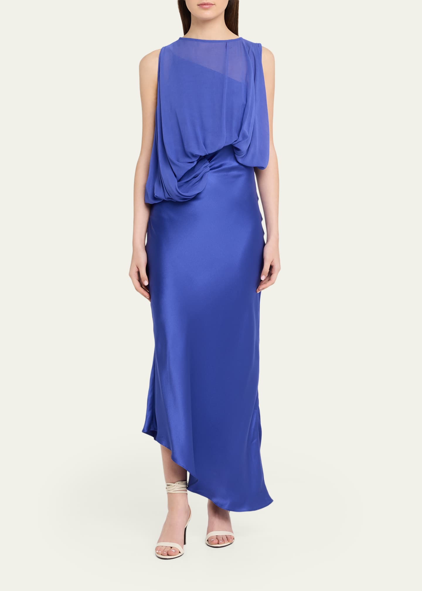 christopher esber dress blue Christopher Esber Blue Veiled Maxi Dress