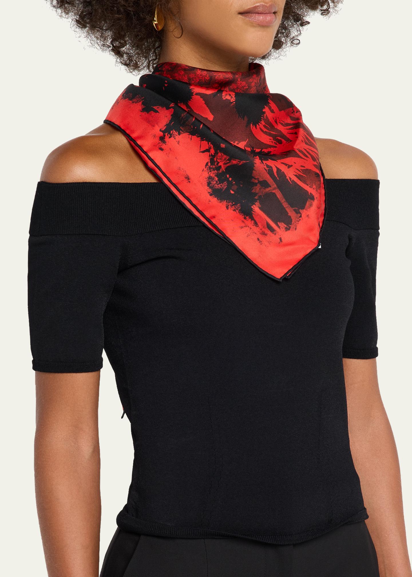 McQueen Poppy Collage Silk Scarf - Bergdorf Goodman