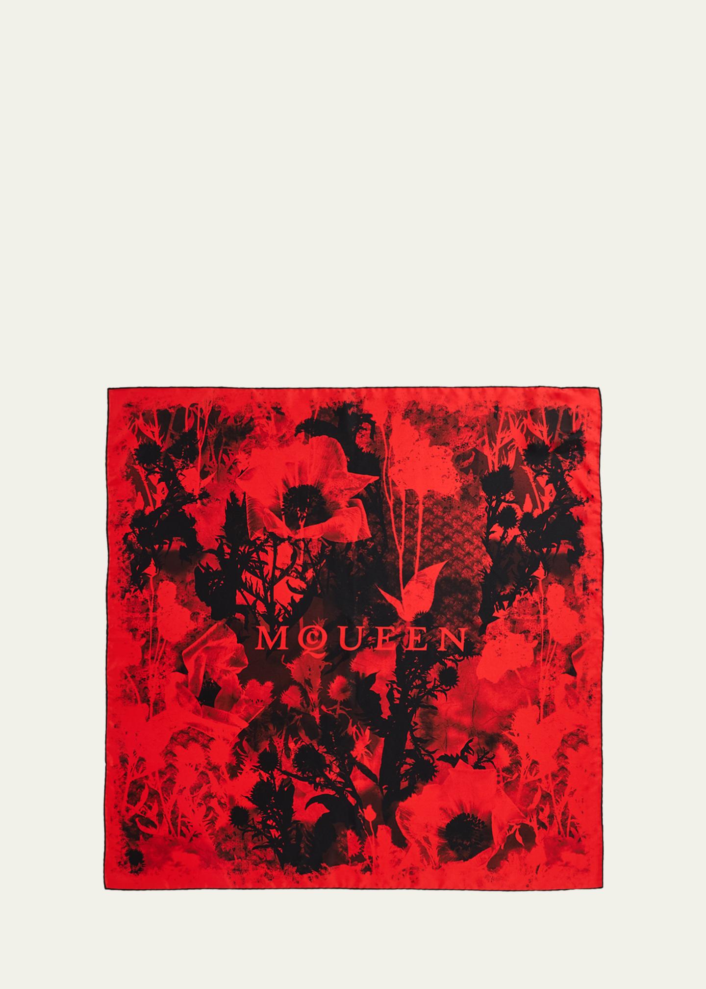 McQueen Poppy Collage Silk Scarf - Bergdorf Goodman