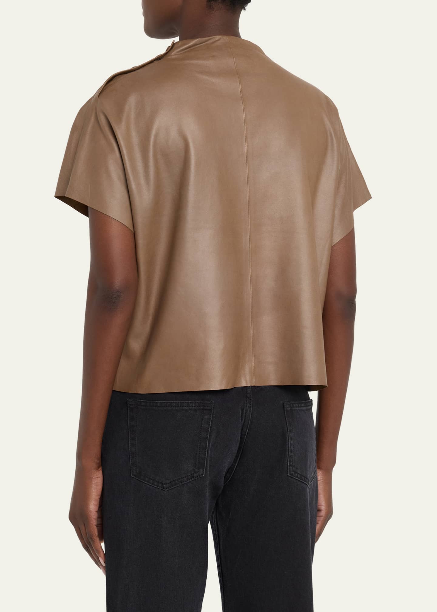 TWP Leather Mock-Neck Tee - Bergdorf Goodman