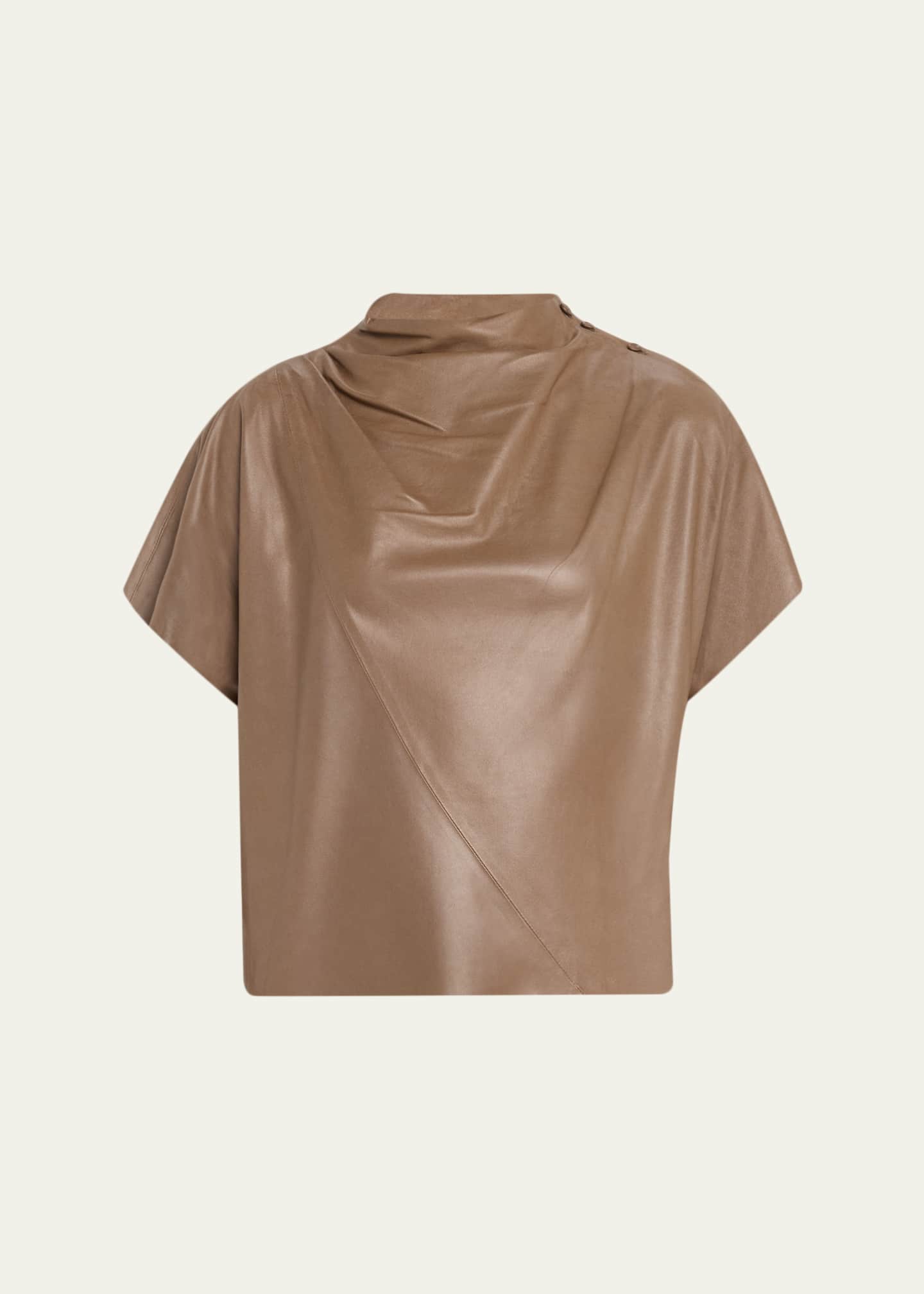 TWP Leather Mock-Neck Tee - Bergdorf Goodman