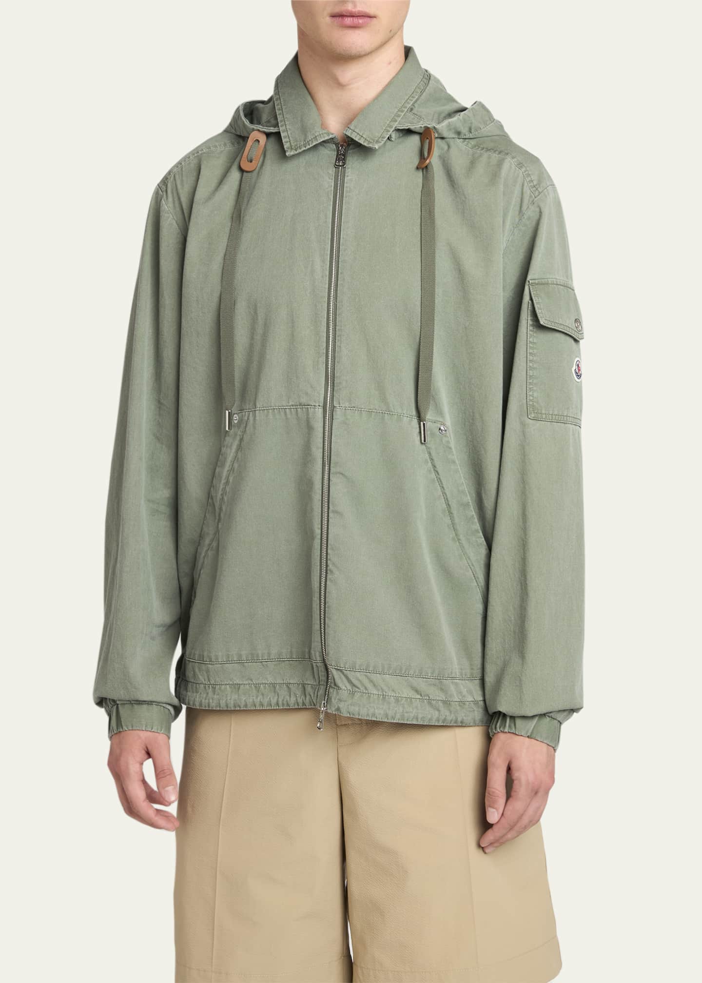 Moncler Men's Cotton Full-Zip Hooded Jacket - Bergdorf Goodman