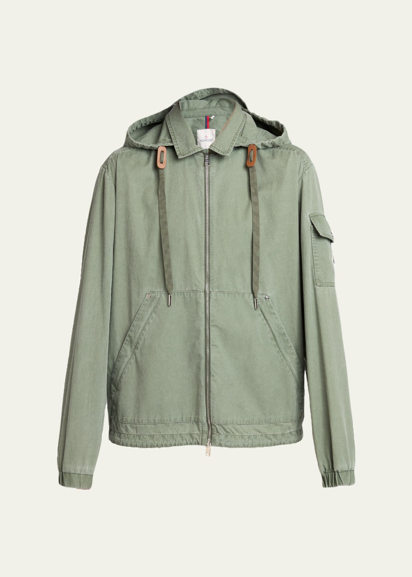 Moncler Men's Cotton Full-Zip Hooded Jacket - Bergdorf Goodman