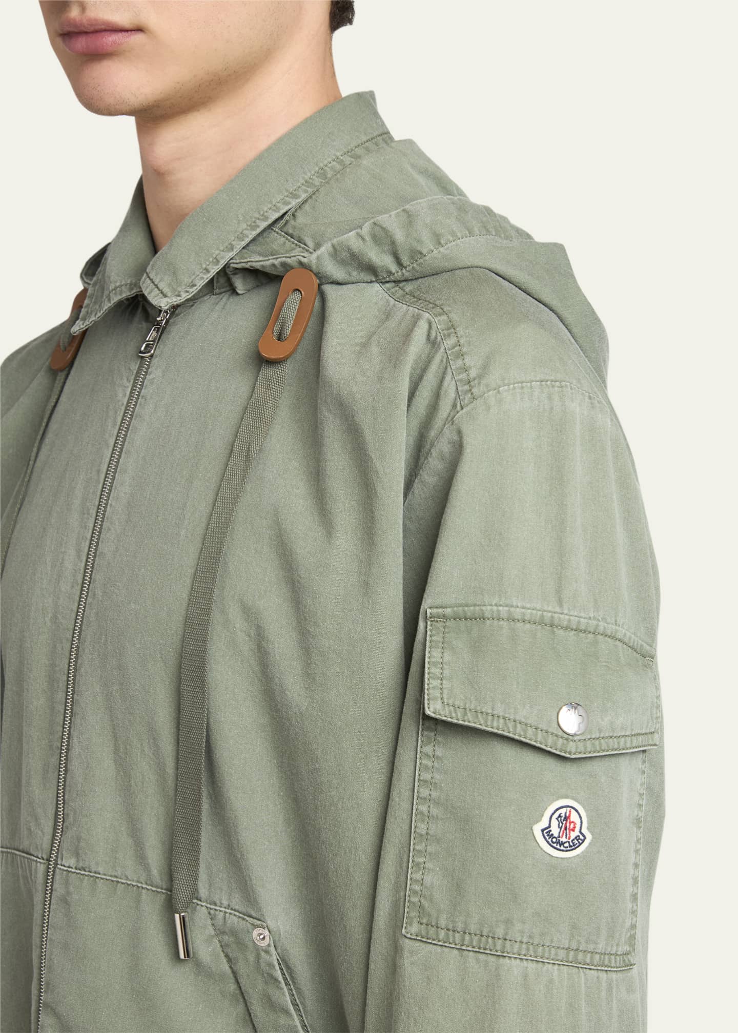 Moncler Men's Cotton Full-Zip Hooded Jacket - Bergdorf Goodman