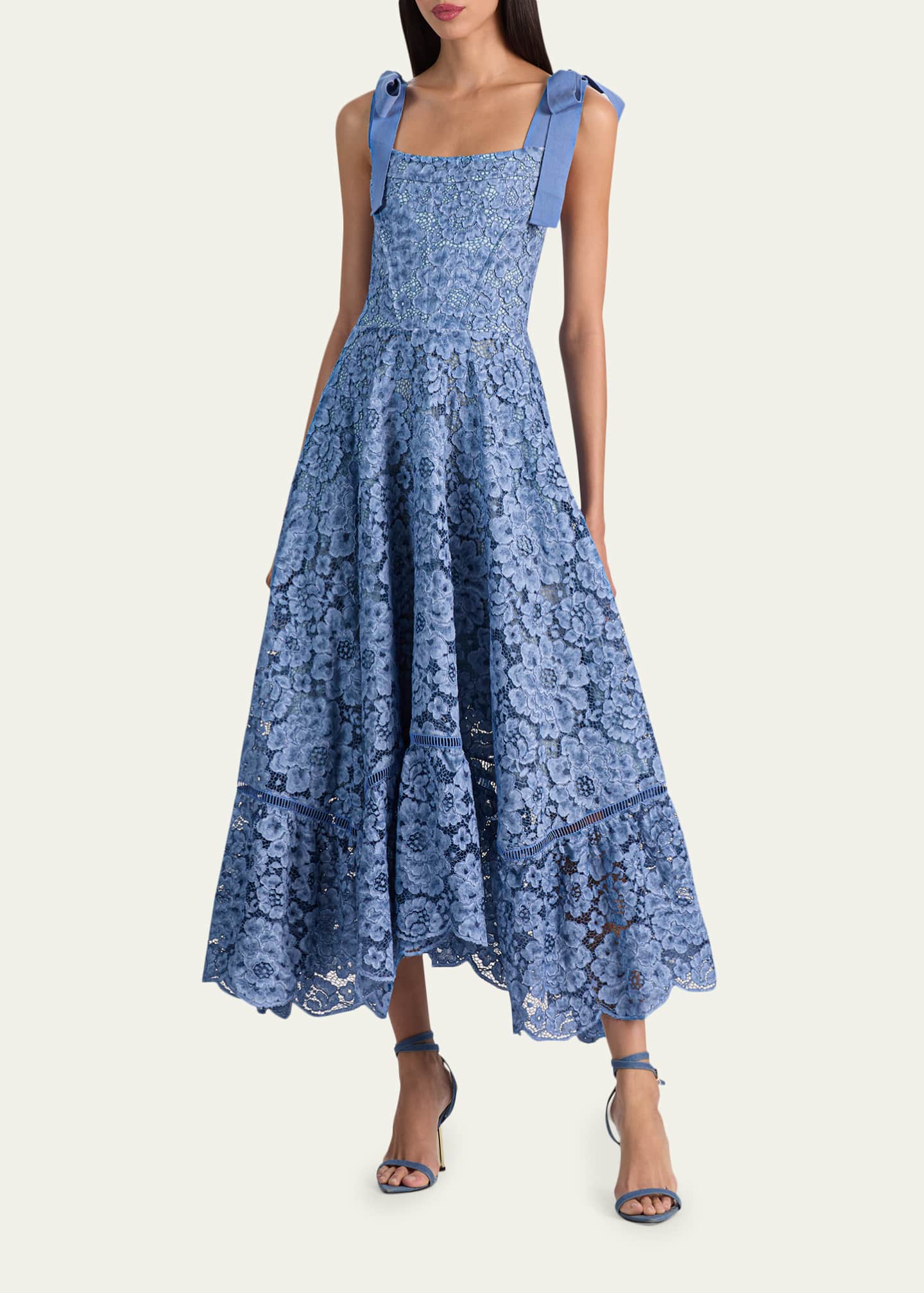 ALICE + OLIVIA Rosee Lace Bustier Midi Dress - Bergdorf Goodman