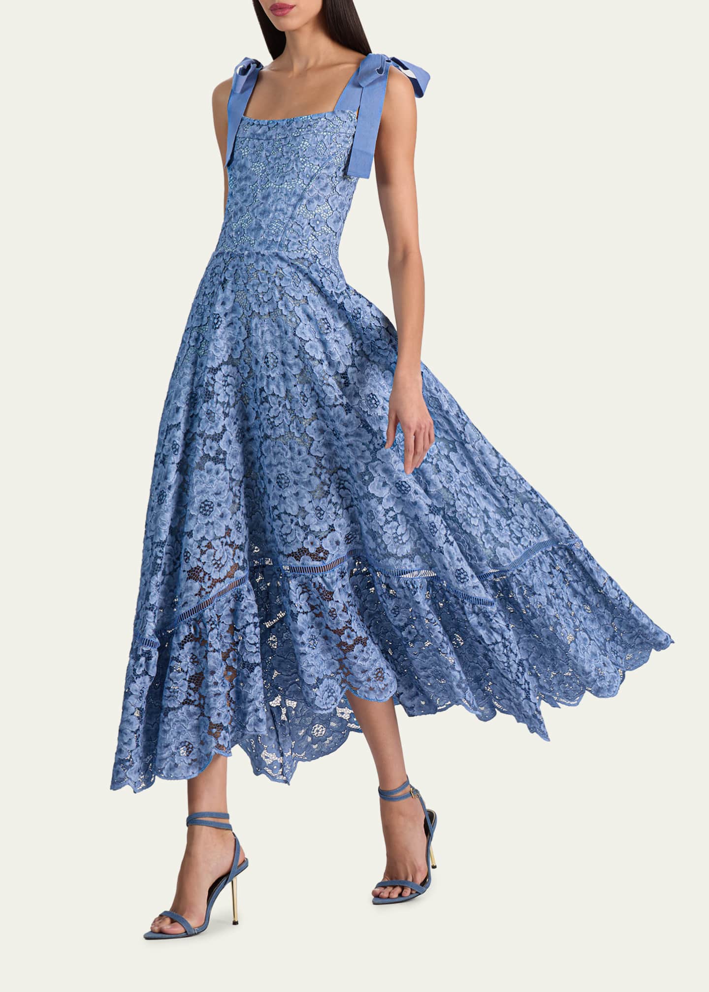 ALICE + OLIVIA Rosee Lace Bustier Midi Dress - Bergdorf Goodman