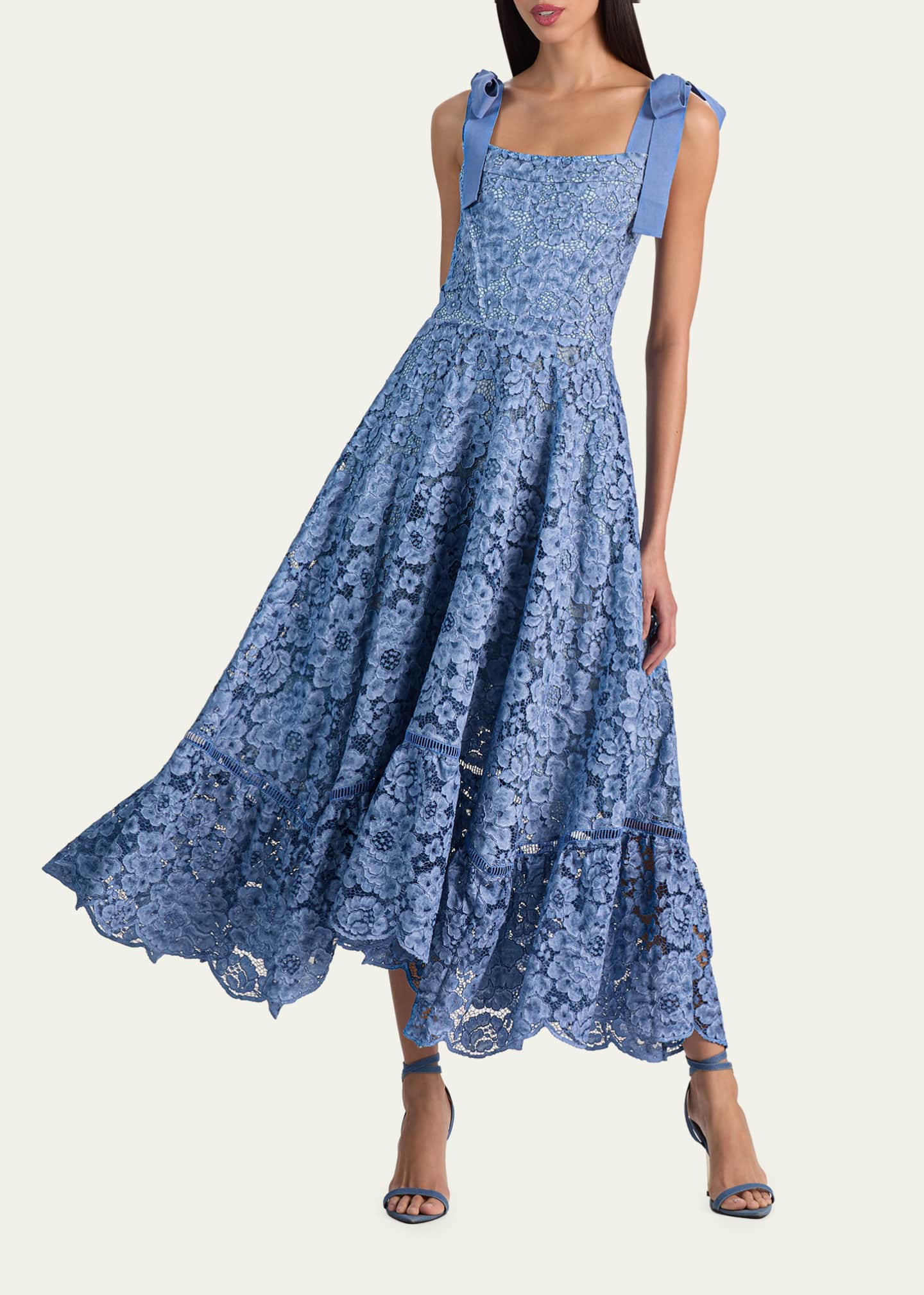 ALICE + OLIVIA Rosee Lace Bustier Midi Dress - Bergdorf Goodman