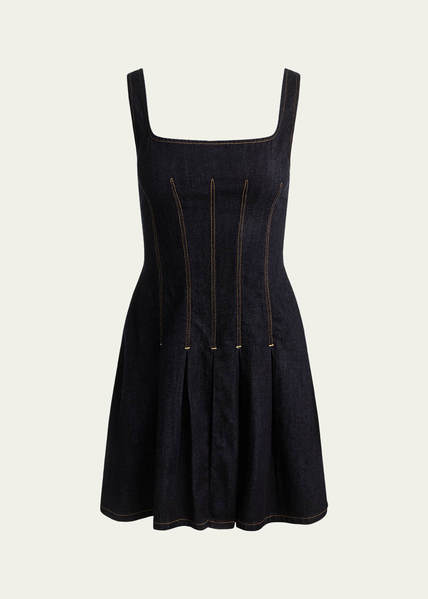 mini denim dress zara Denim Ruffle Mini Dress SELF PORTRAIT Blu main image 0