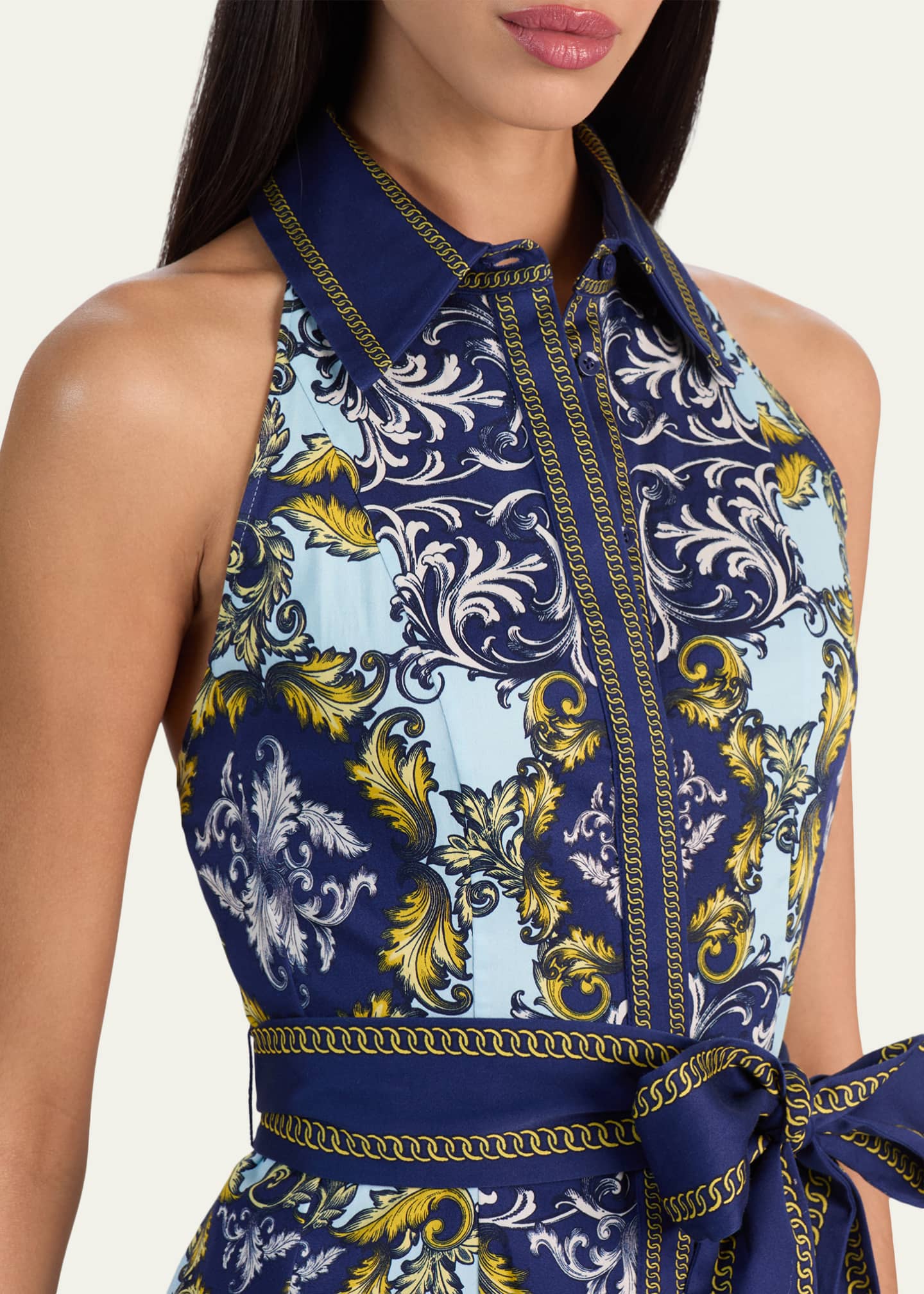 alice and olivia blue and gold dress Alice And Olivia Cocktail Dress Alice Olivia Women Blue Gold Brocade Mini  Dress Fit Flare 