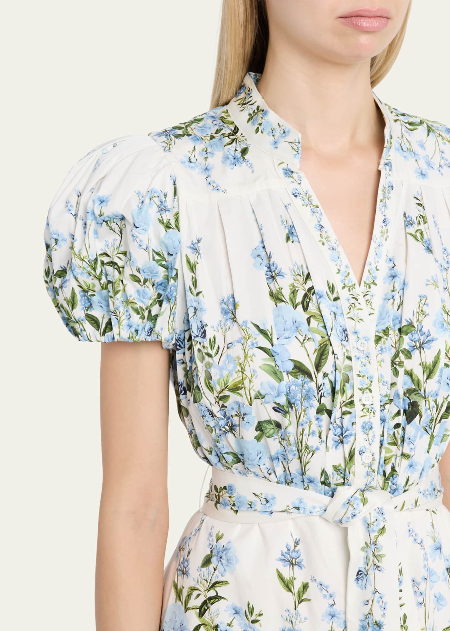 alice and olivia cora mini dress ALICE + OLIVIA Women's Cora Floral Stretch-Cotton Mini Shirtdress - Endless Blossom Blue Iris