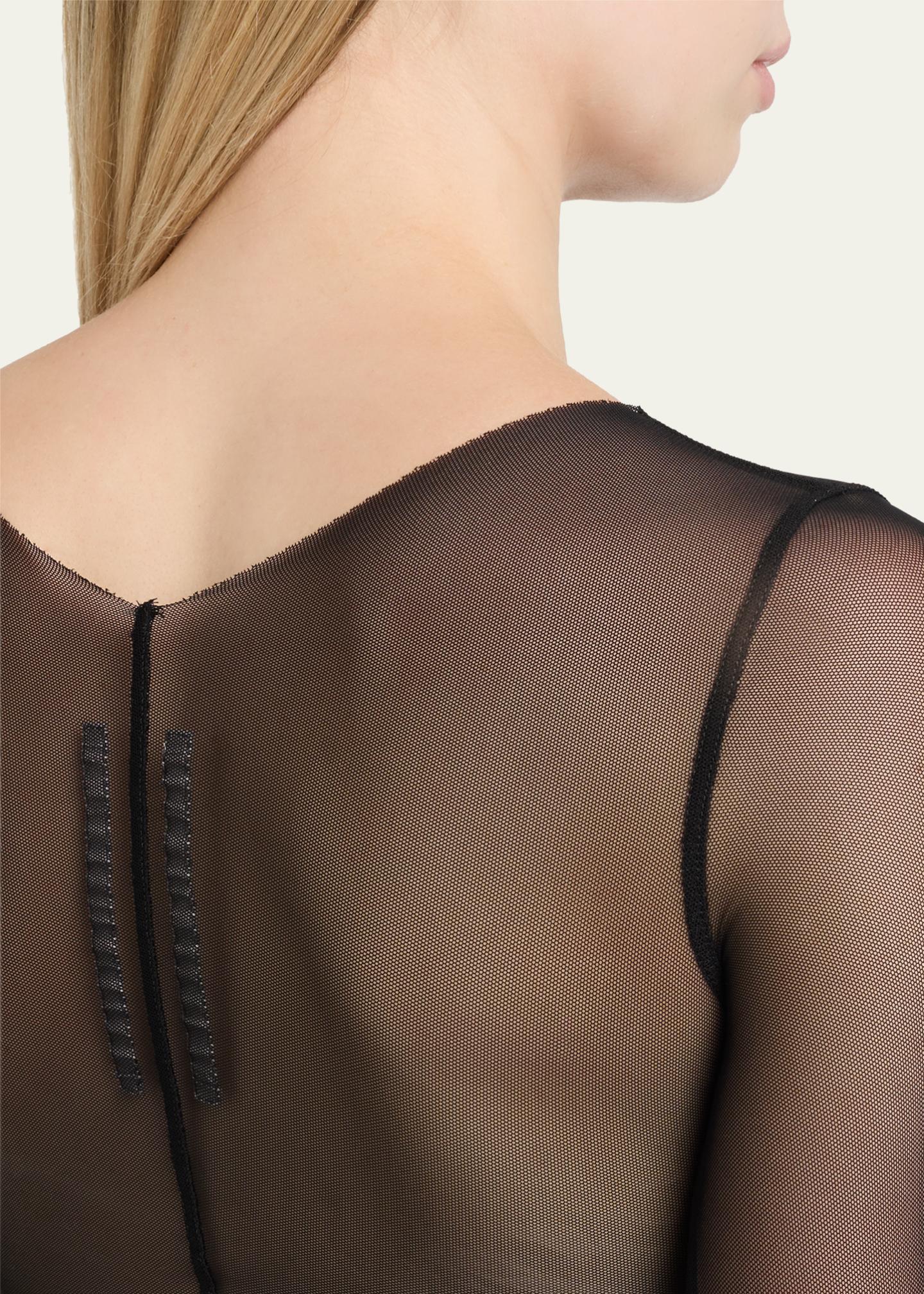 Rick Owens Temple Seamed Mesh Long-Sleeve Top - Bergdorf Goodman