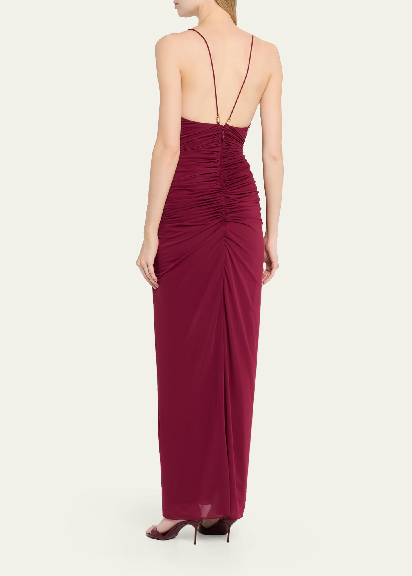 Ronny Kobo Anya Ruched Tissue Jersey Column Gown