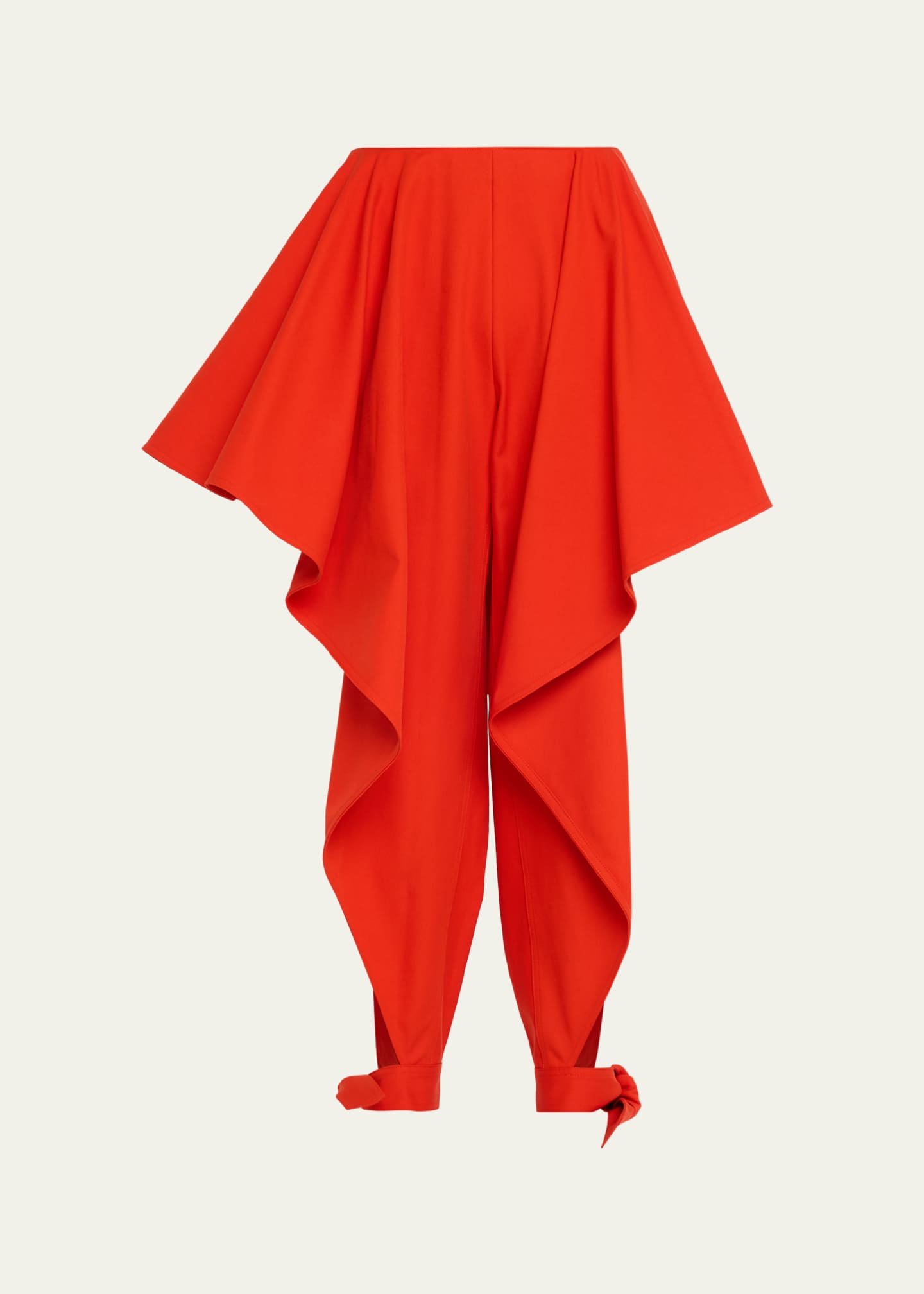 ALAIA Cotton Gabardine Ruffle Paneled Ankle-Tie Pants - Bergdorf