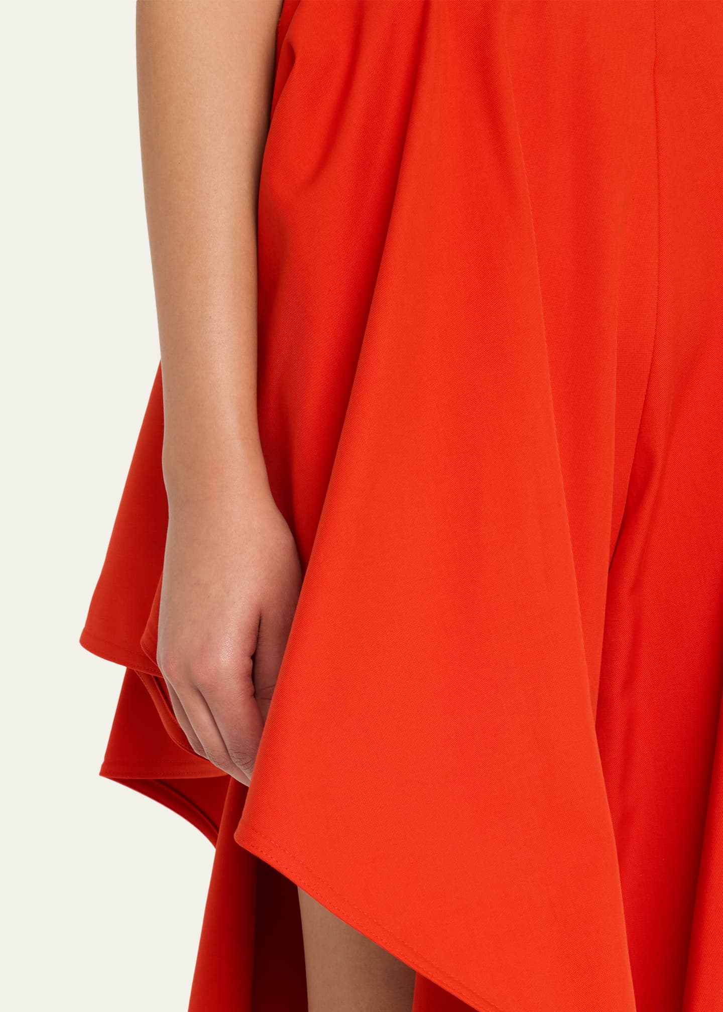 ALAIA 赤 アシンメトリーフレアスカート コットン　XS ALAIA Cotton Gabardine Ruffle Paneled Ankle-Tie Pants - Bergdorf