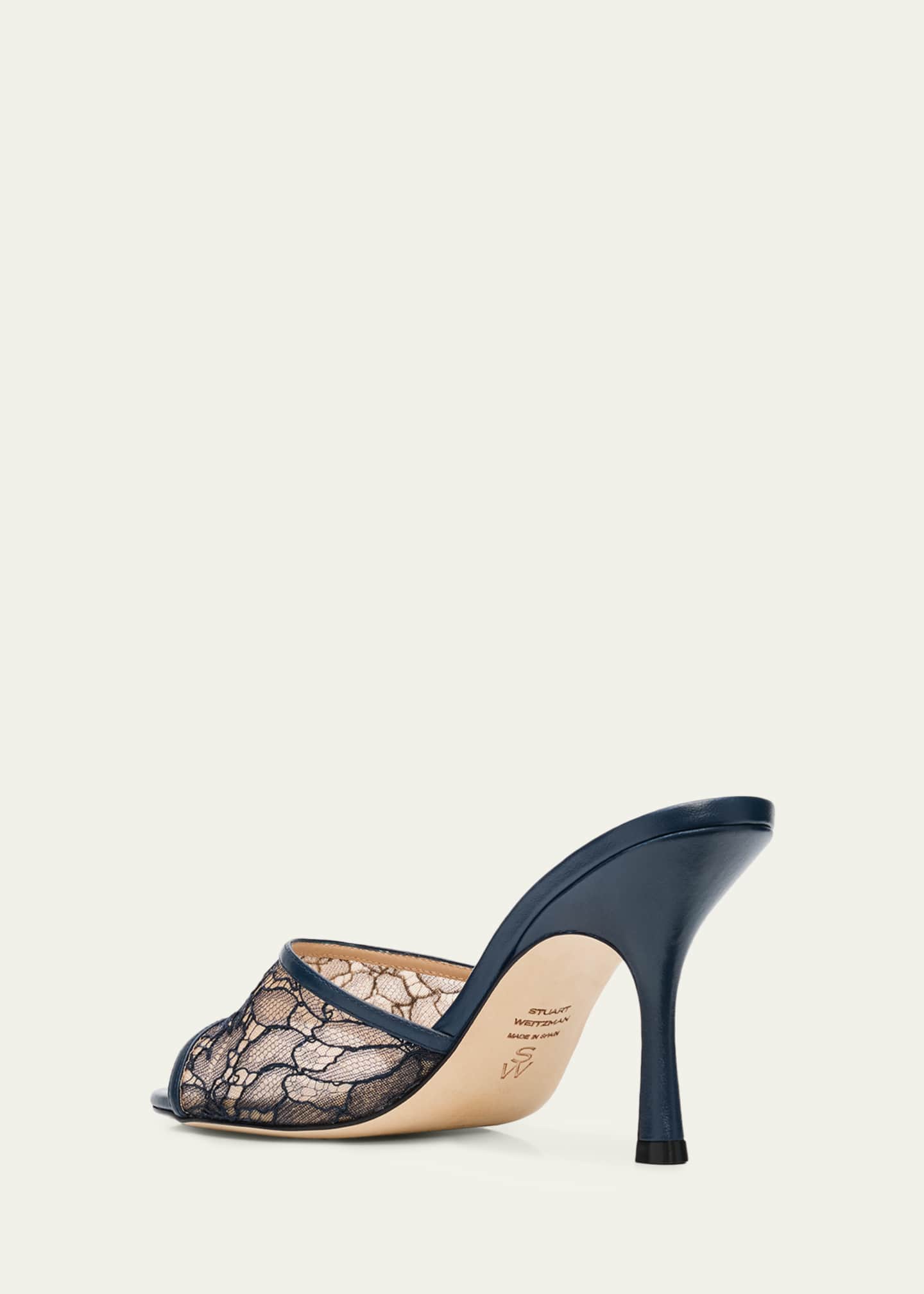 Stuart Weitzman Bareitall 85mm Lace Slide Sandals - Bergdorf Goodman