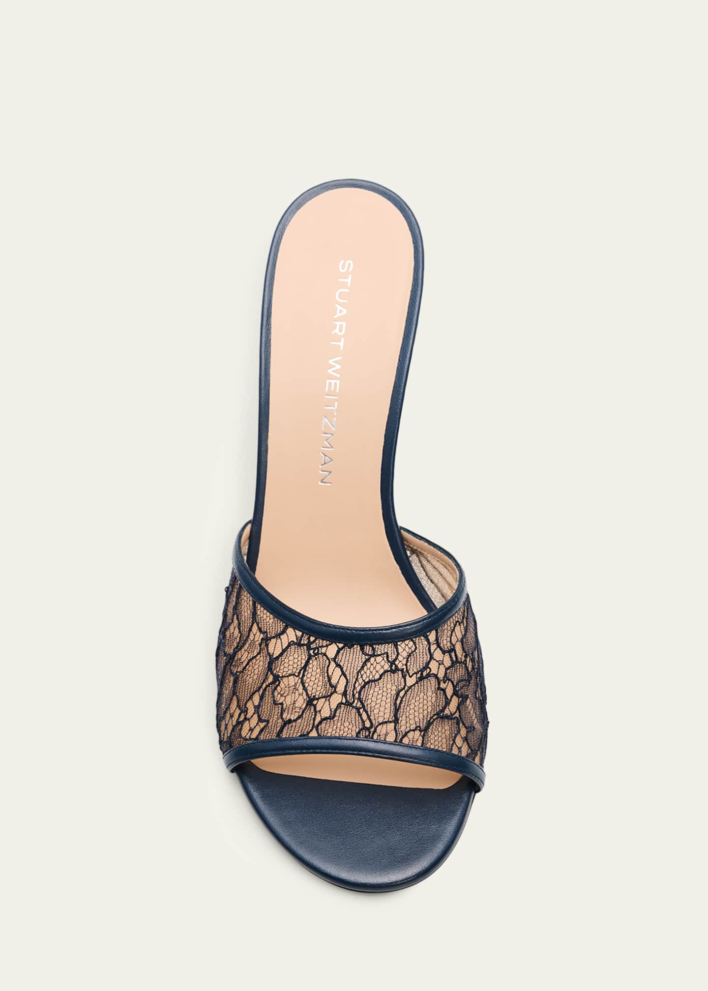 Stuart Weitzman Bareitall 85mm Lace Slide Sandals - Bergdorf Goodman