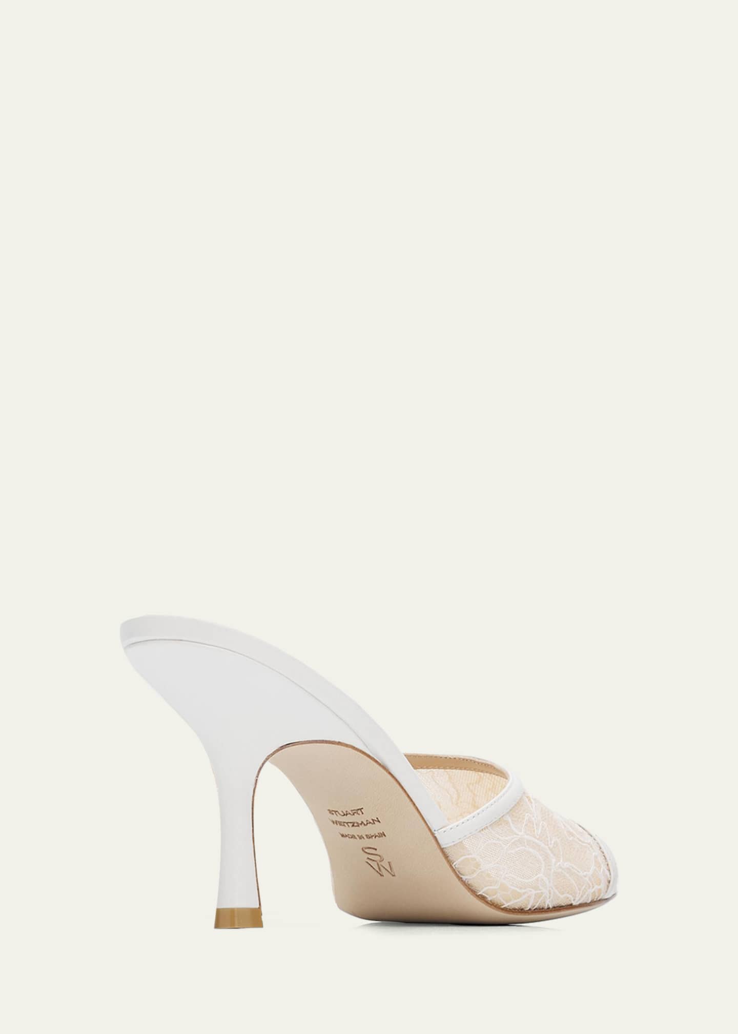 Stuart Weitzman Bareitall 85mm Lace Slide Sandals - Bergdorf Goodman