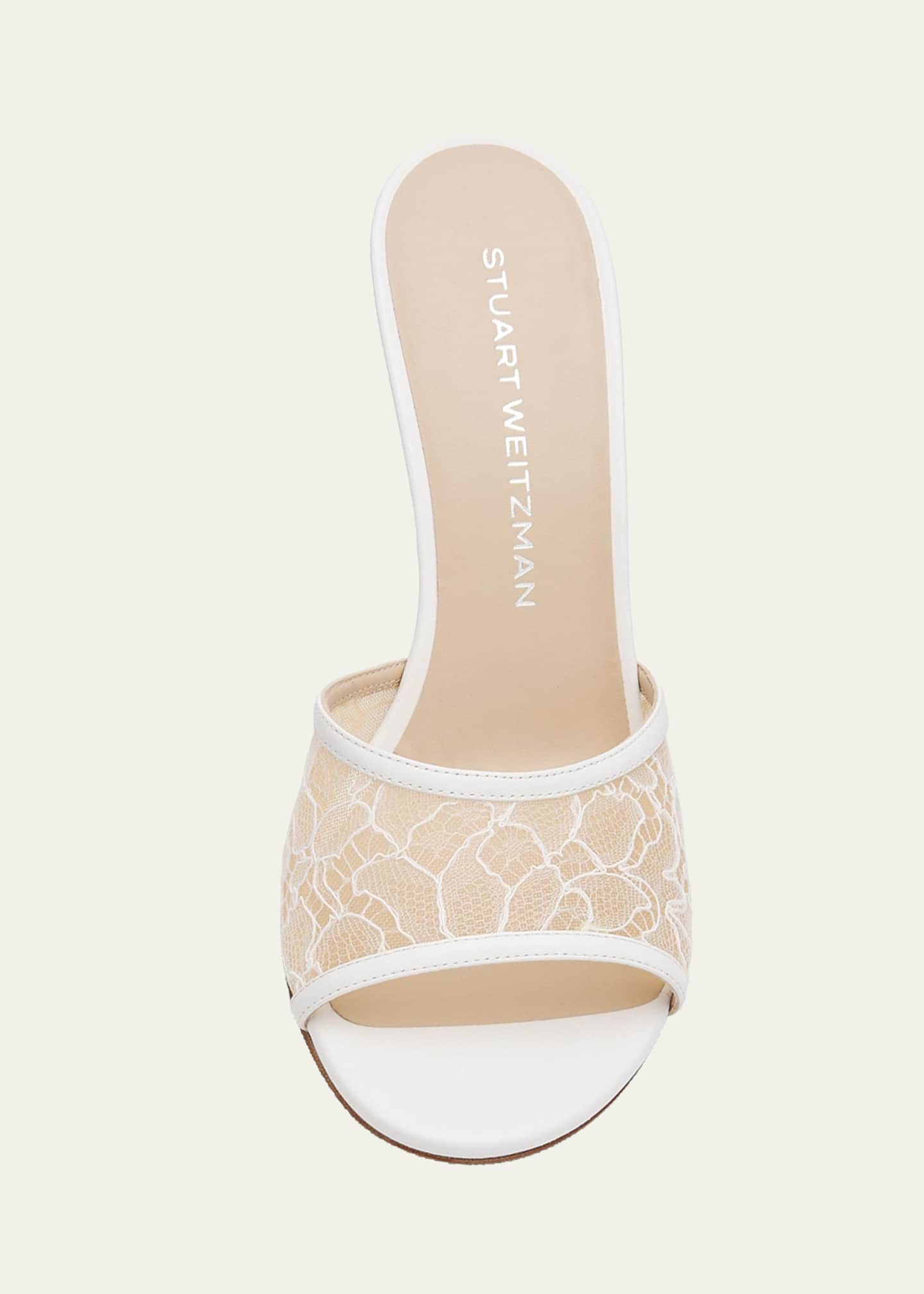 Stuart Weitzman Bareitall 85mm Lace Slide Sandals - Bergdorf Goodman