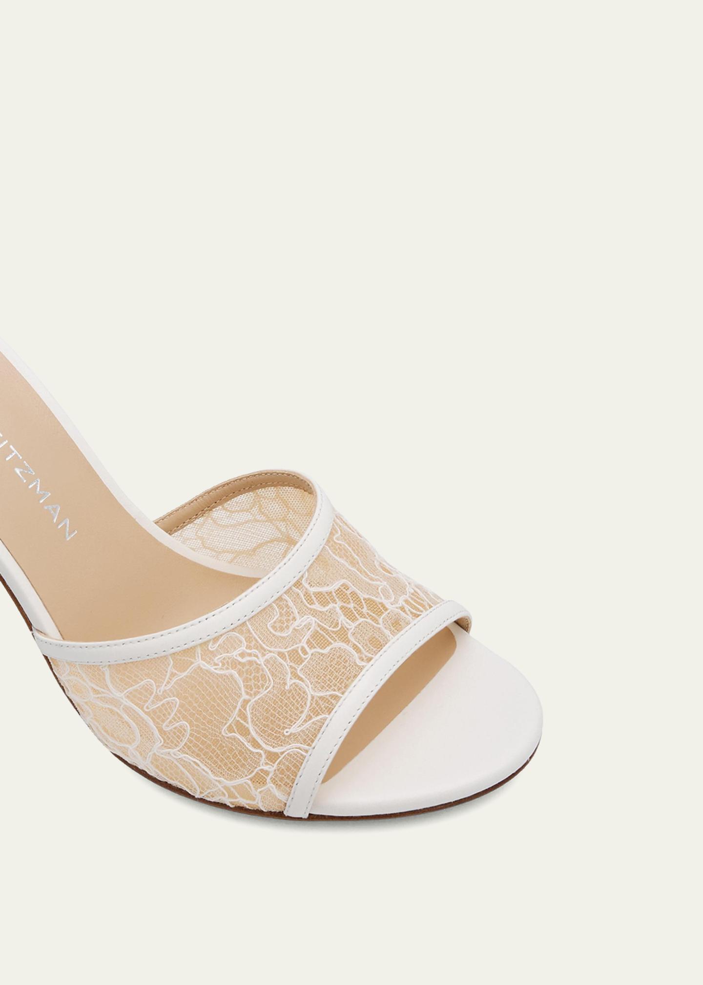 Stuart Weitzman Bareitall 85mm Lace Slide Sandals - Bergdorf Goodman