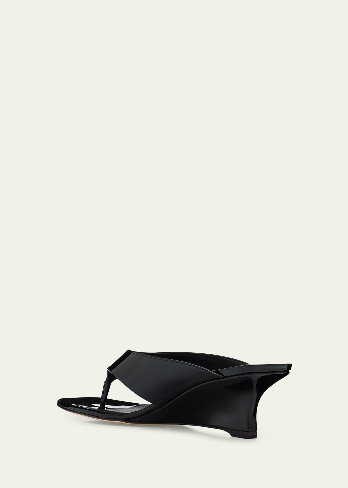Stuart Weitzman 50mm Vinnie Patent Leather Thong Sandals 