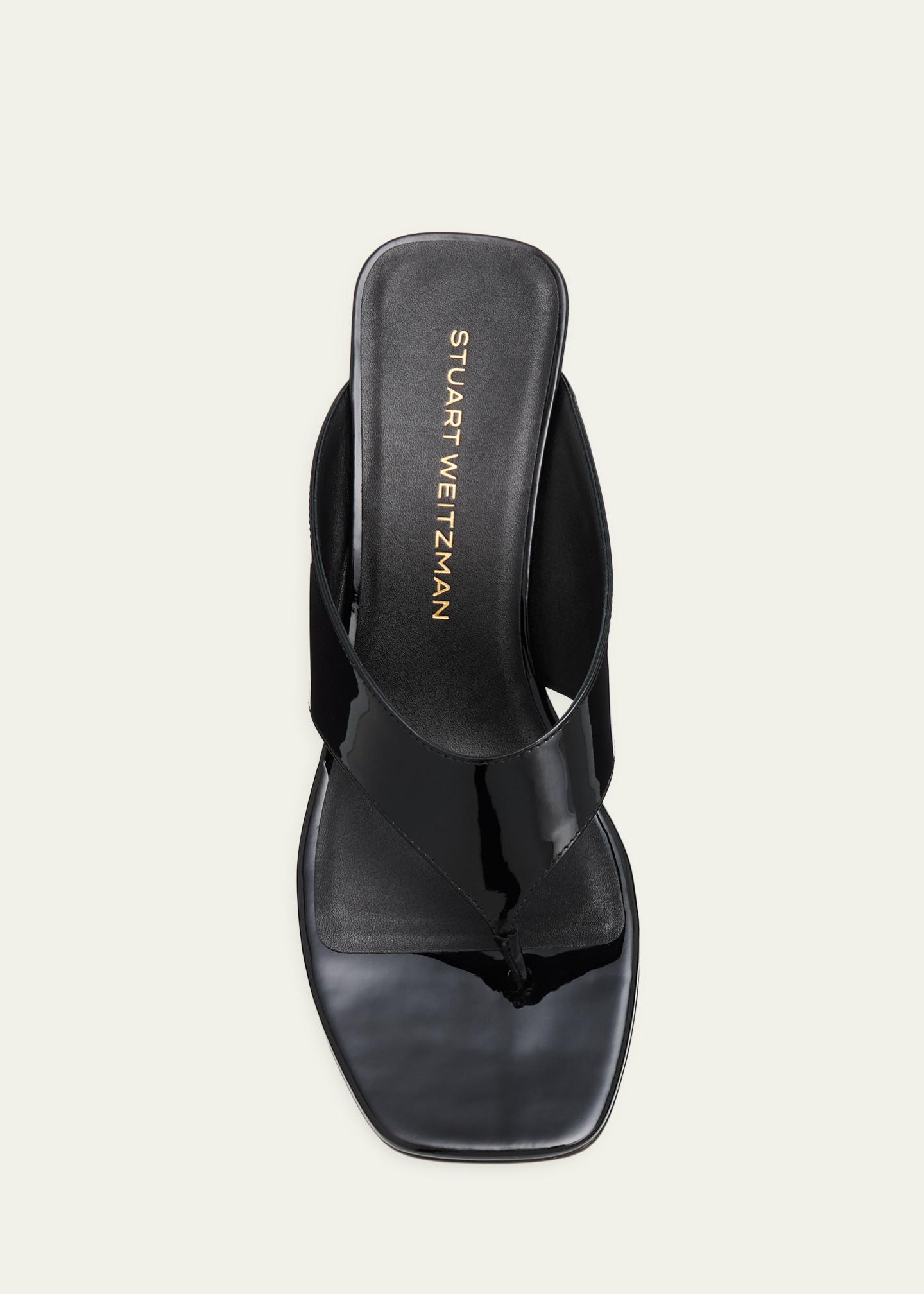 Stuart Weitzman 50mm Vinnie Patent Leather Thong Sandals 