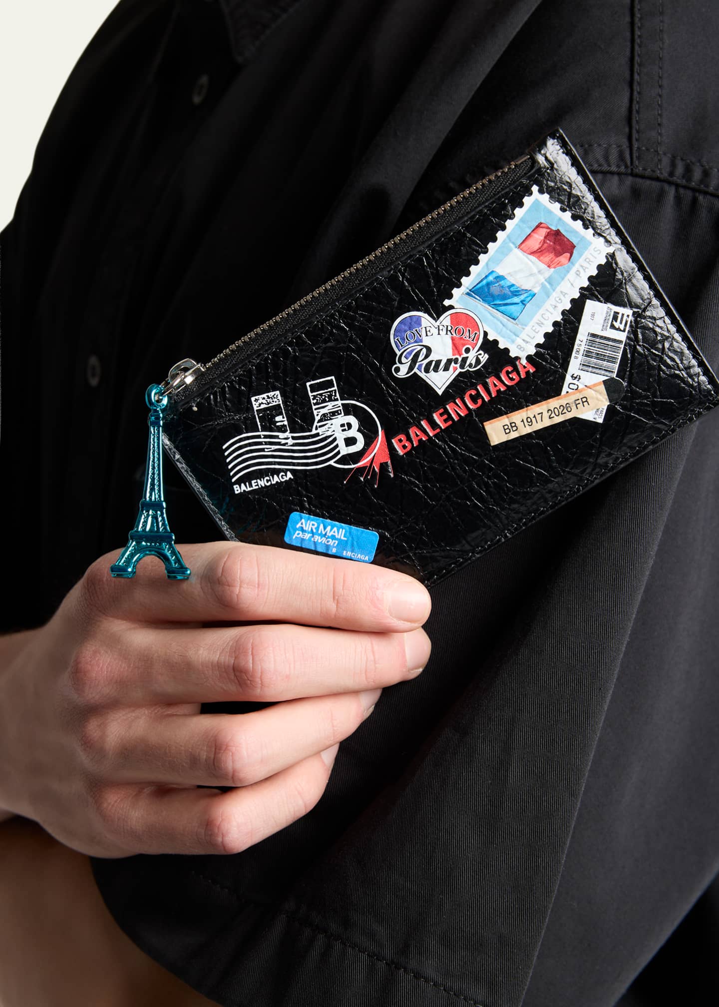 Balenciaga Men's Mail Artwork Cash Long Coin Card Holder