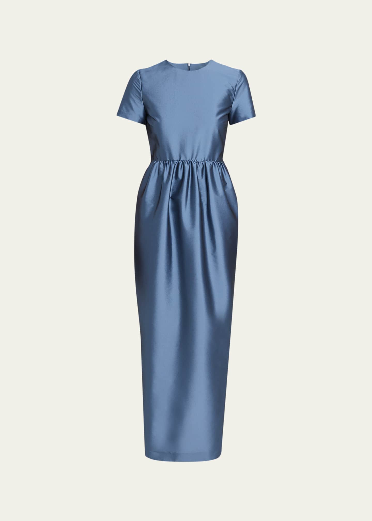 bernadette long dress BERNADETTE Beatrice Belted Taffeta Maxi Shirt Dress - Women - Navy Dresses