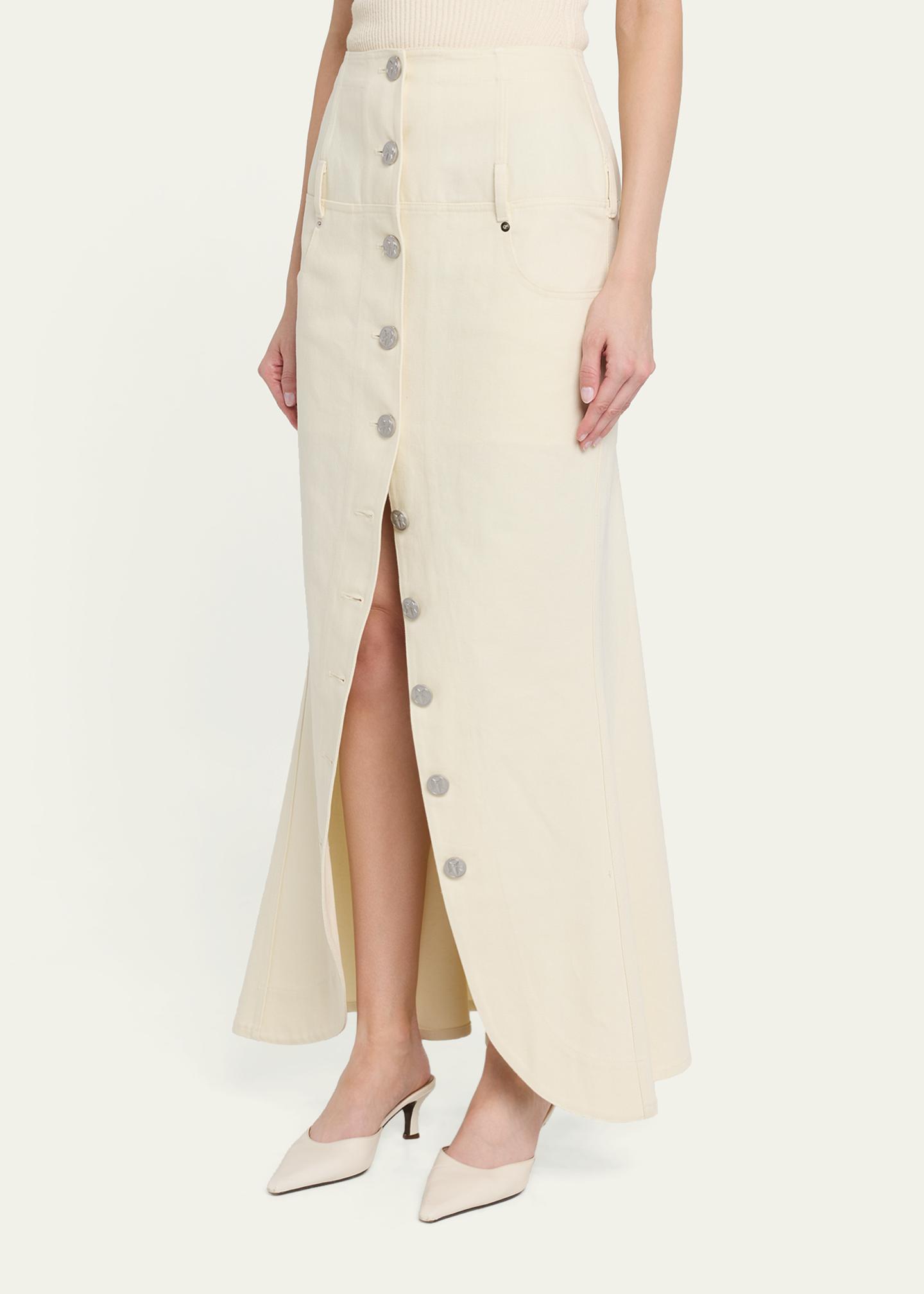 Wiederhoeft Button-Front Denim Maxi Tulip Skirt - Bergdorf Goodman