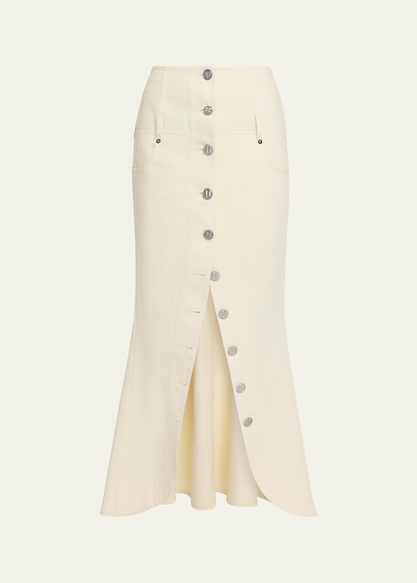Wiederhoeft Button-Front Denim Maxi Tulip Skirt - Bergdorf Goodman