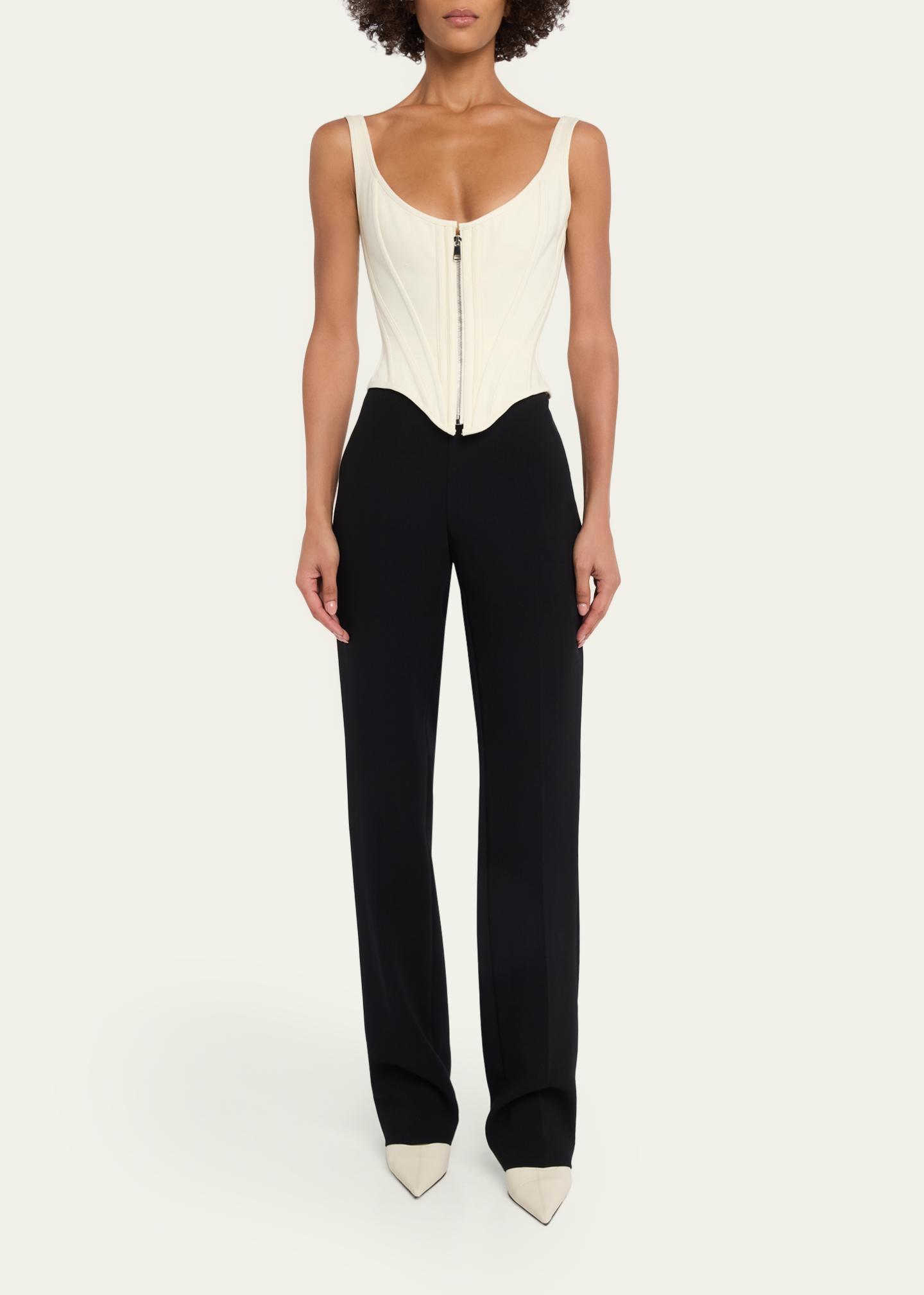 Wiederhoeft Venus Denim Zip Corset Top - Bergdorf Goodman