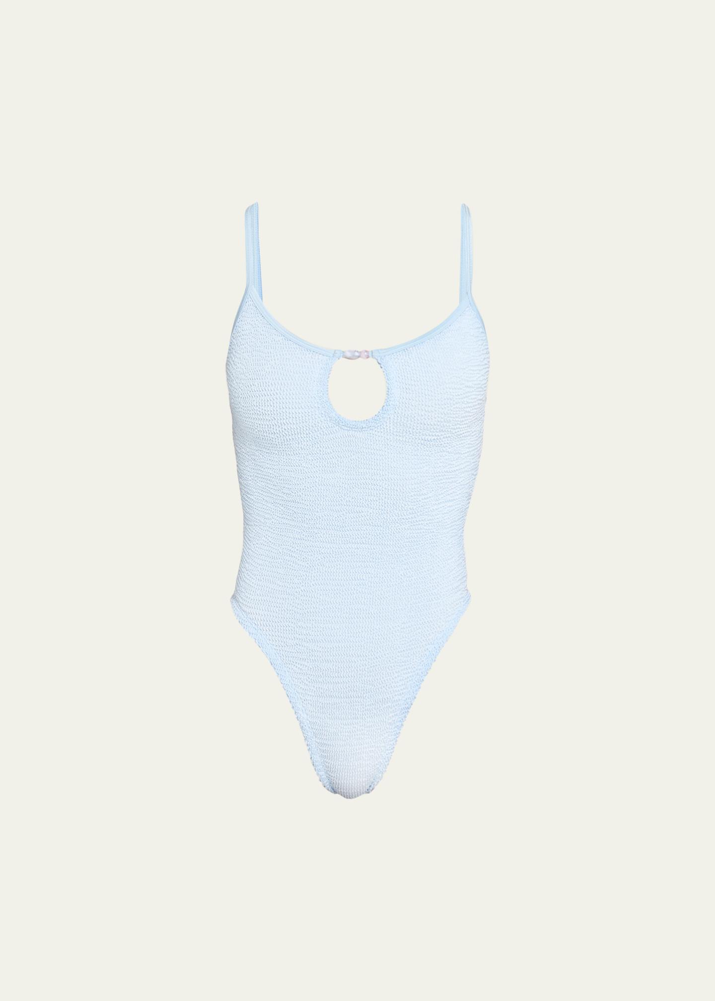 Hunza G Mia Beaded Keyhole One-Piece Swimsuit - Bergdorf Goodman