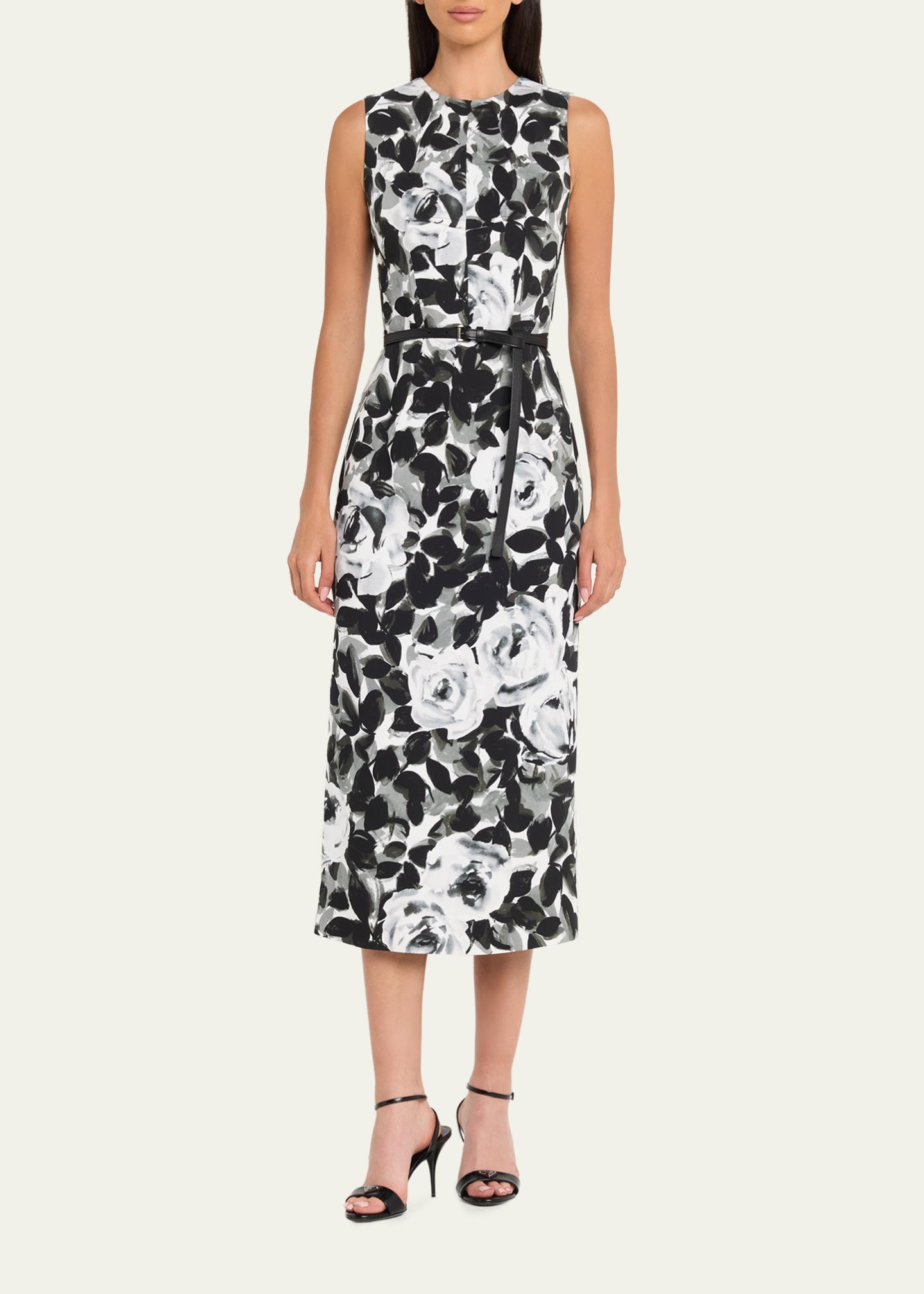 Michael Kors Collection Sleeveless Floral-Print Column Midi Dress ...