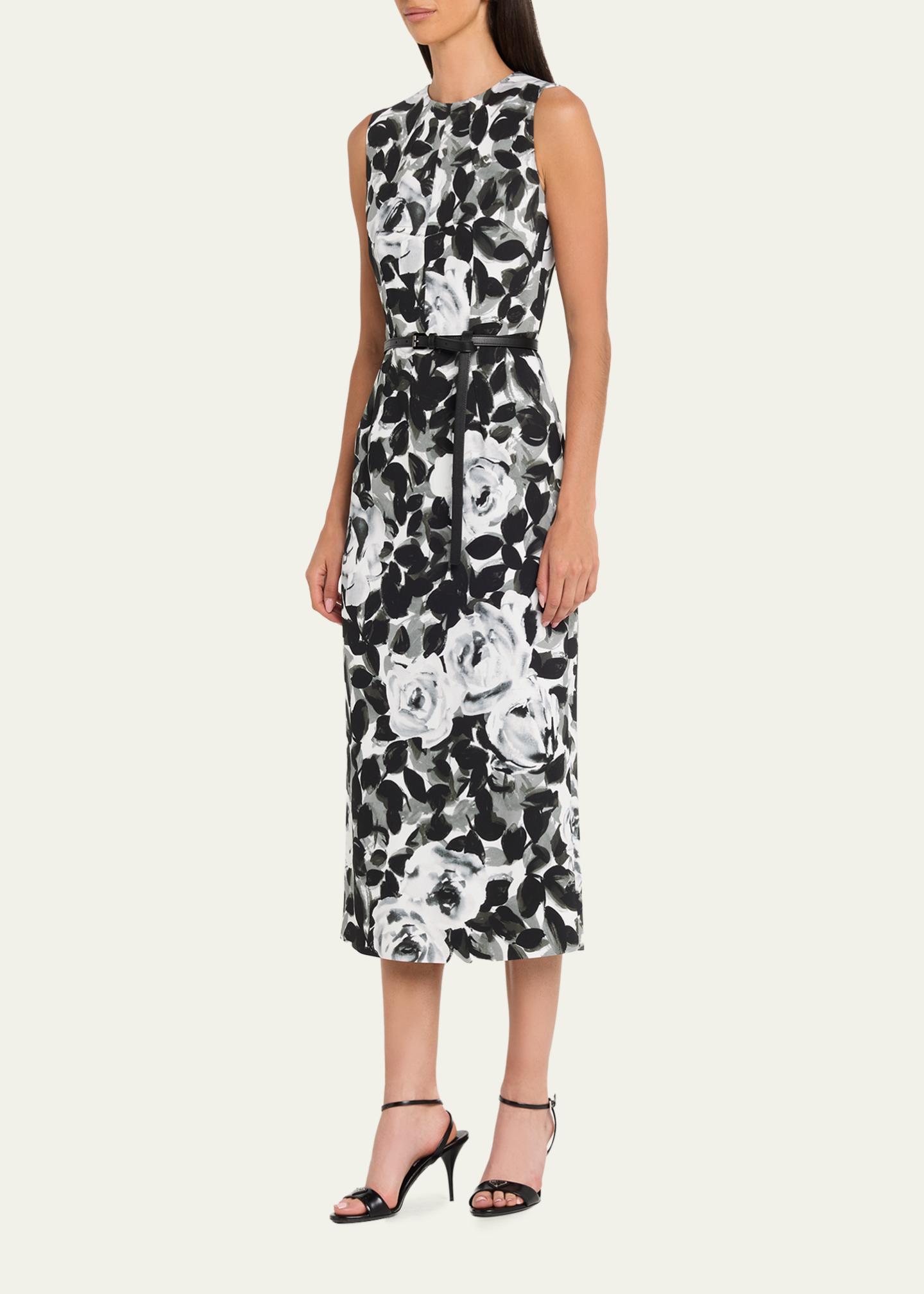 Michael Kors Collection Sleeveless Floral-Print Column Midi Dress ...