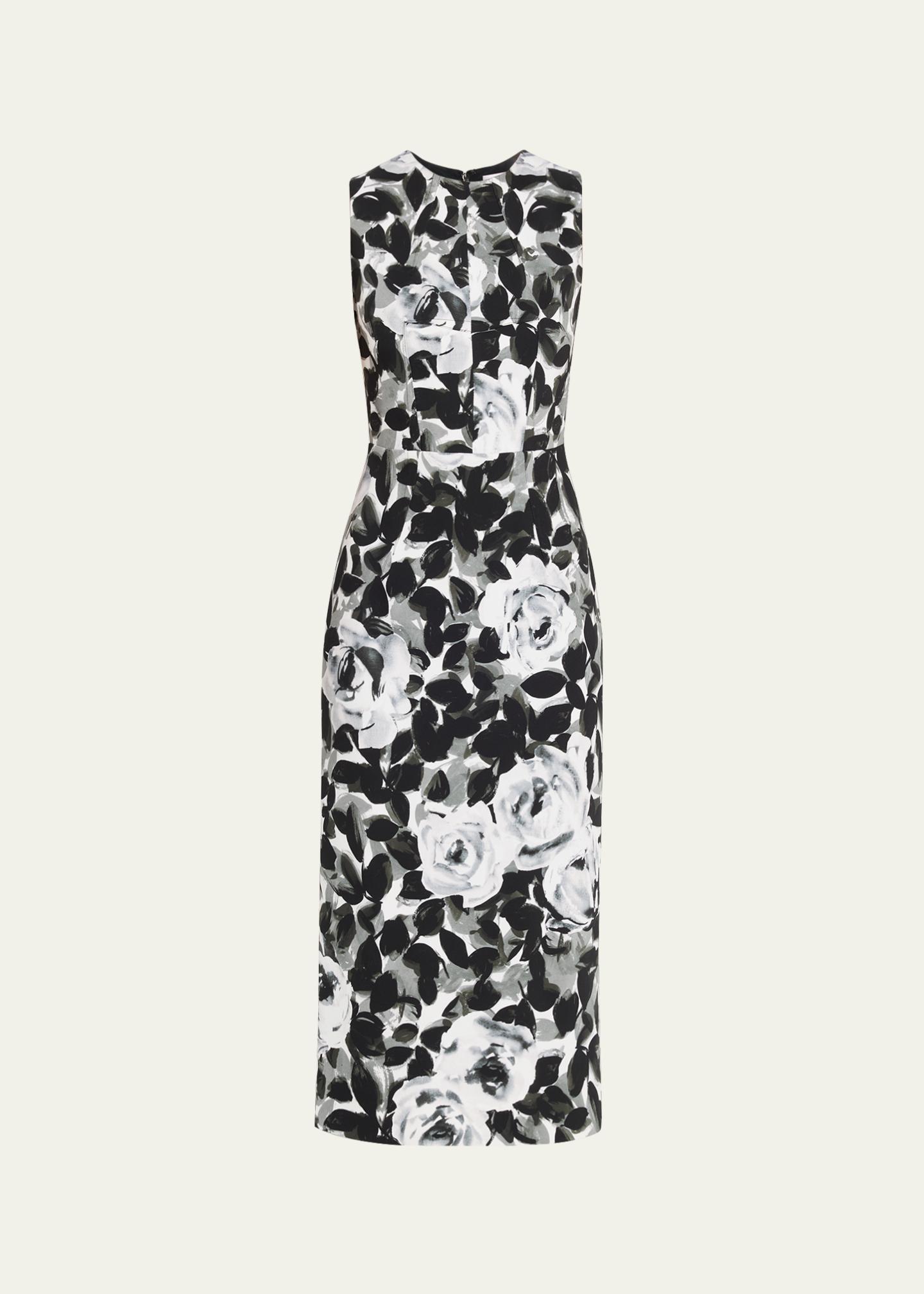Michael Kors Collection Sleeveless Floral-Print Column Midi Dress ...