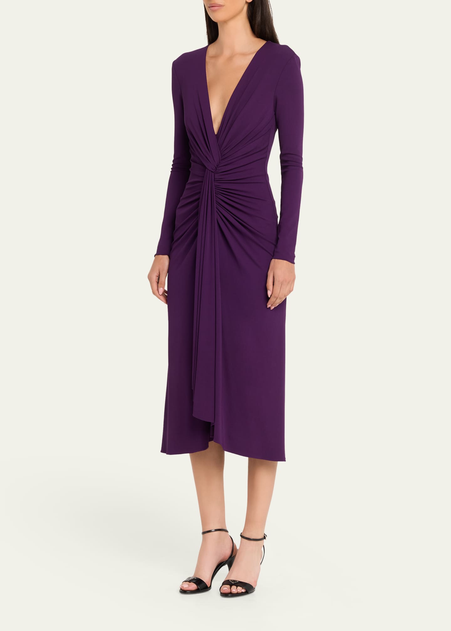 deep v midi dress Sleeveless Deep V-Neck Pleated A-Line Midi Dress for Wedding Guest