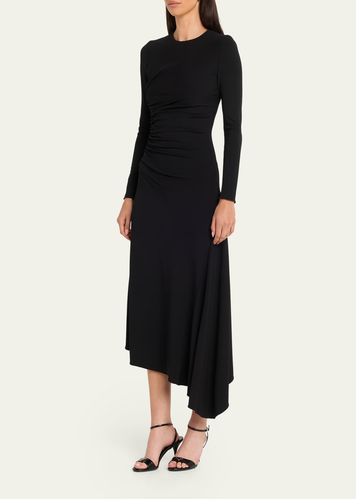 Michael Kors Collection Ruched Long-Sleeve Asymmetric Midi Dress - Bergdorf  Goodman