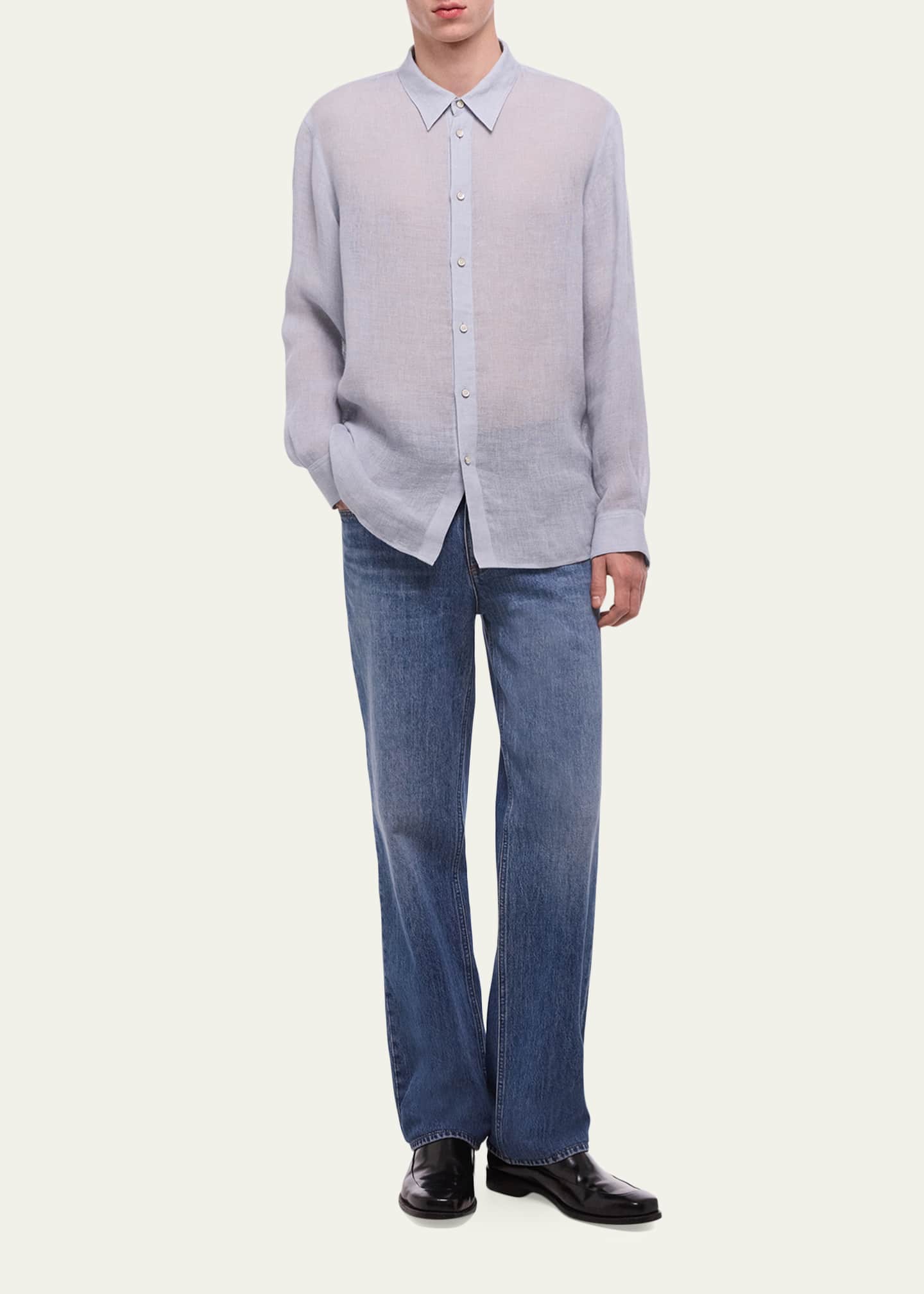 Helmut Lang Men's Relaxed Fit Linen Button-Down Shirt - Bergdorf