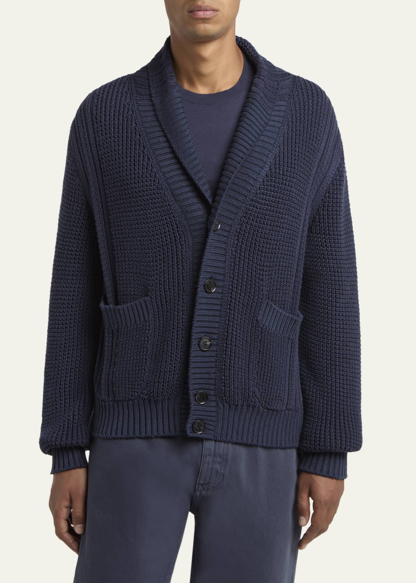 ZEGNA Men's Cotton and Silk Knit Cardigan - Bergdorf Goodman