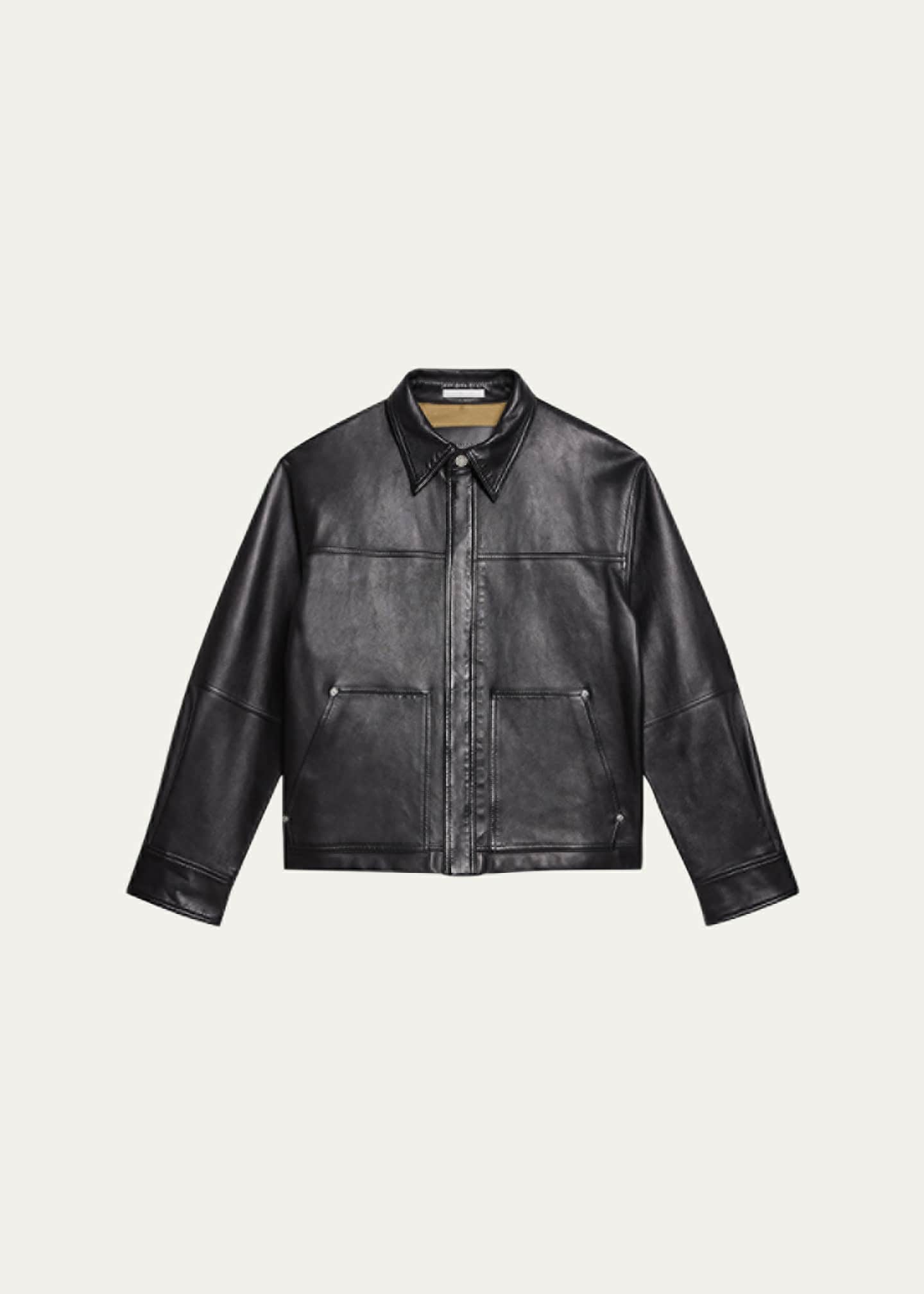 Helmut Lang Men's Bonded Leather Snap-Front Jacket - Bergdorf Goodman