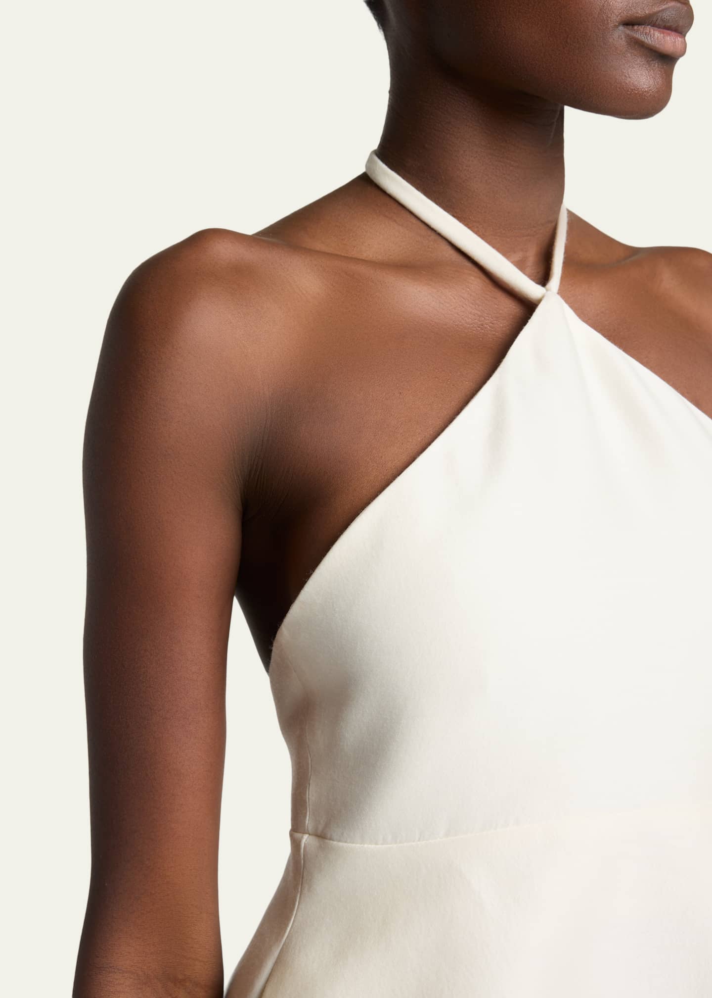 Balenciaga Sleeveless Silk-Wool Crepe Balloon Mini Halter Dress, White, Women's, 34, Casual & Work Dresses Wool Dresses