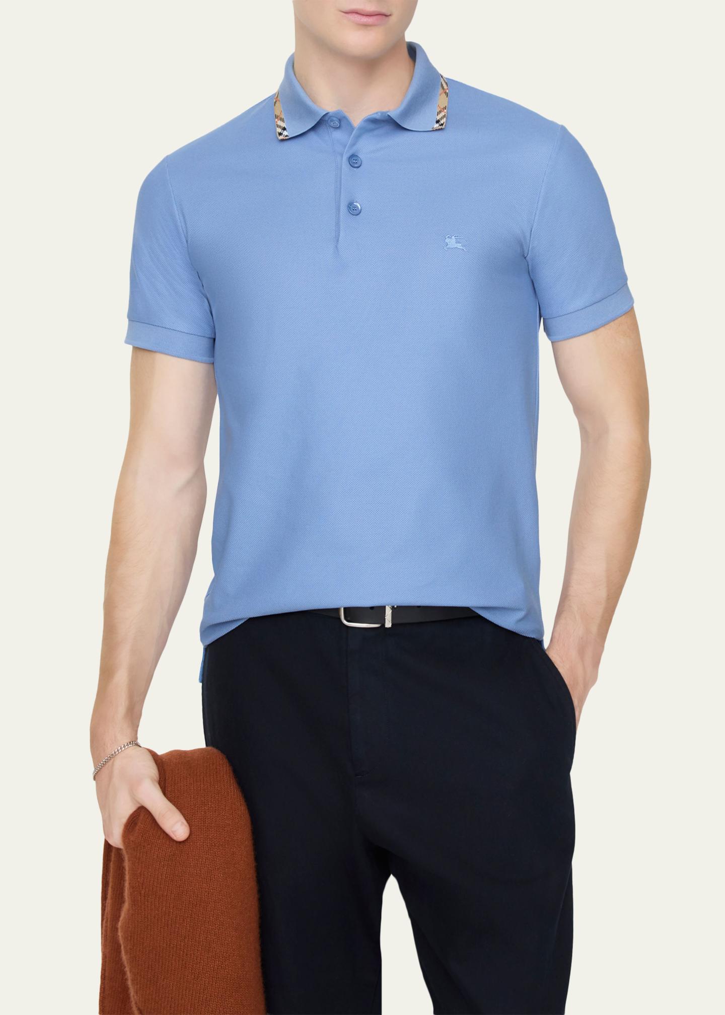 Burberry Men's Slim Fit Check-Placket Pique Polo Shirt - Bergdorf