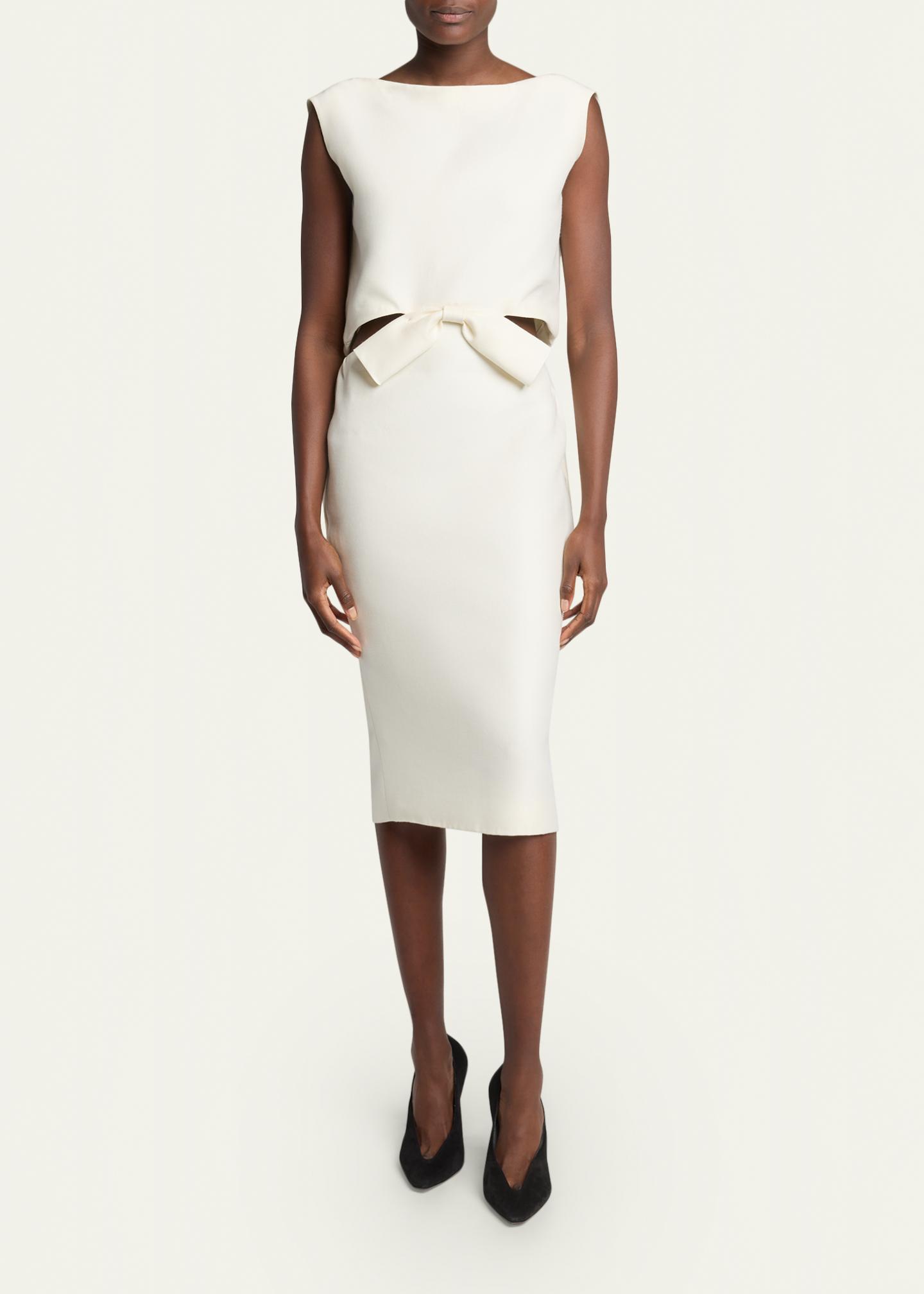 Balenciaga Sleeveless Bow Draped-Back Cutout Midi Dress - Bergdorf 