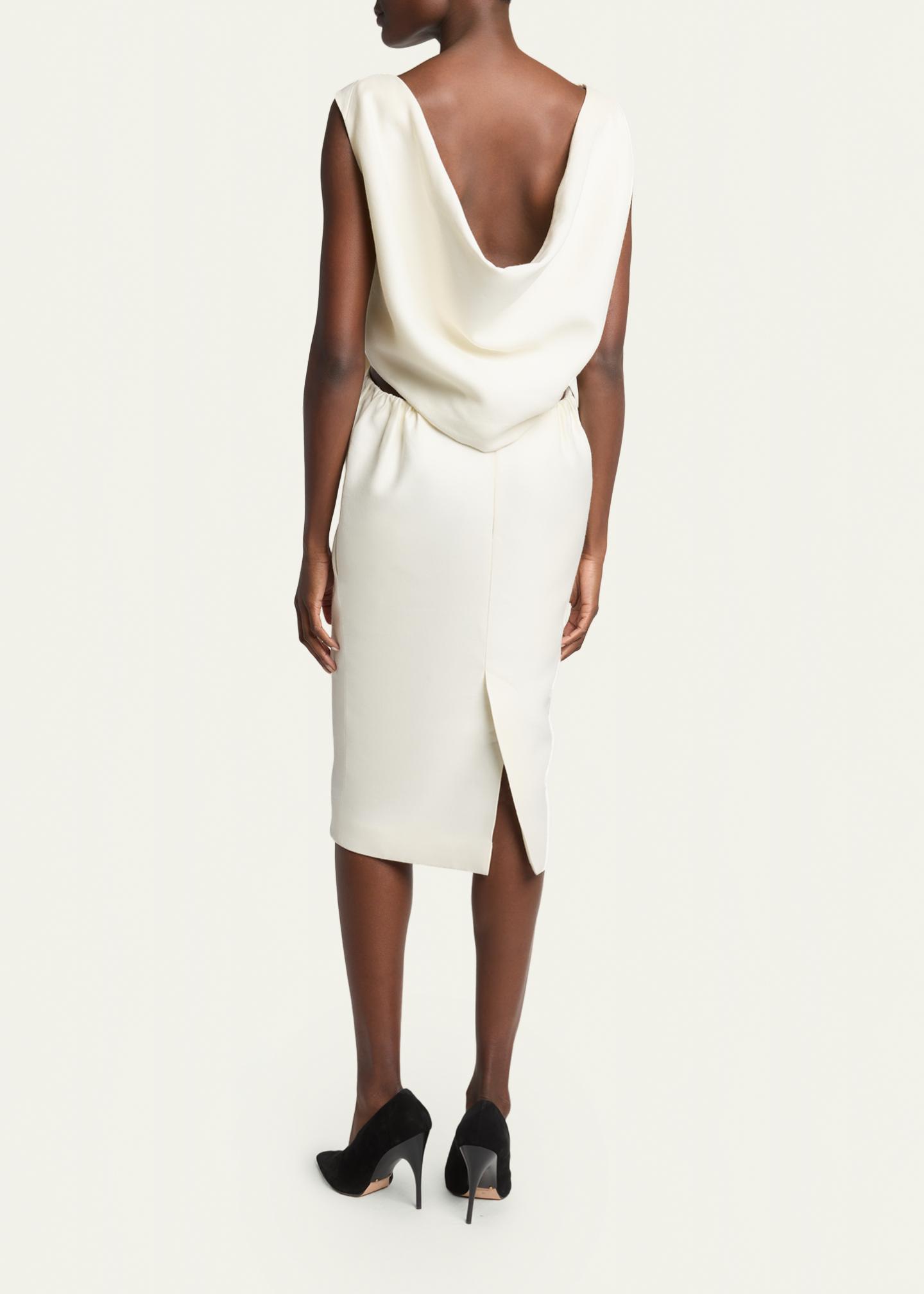 balenciaga bodycon dress Sleeveless Bow Draped-Back Cutout Midi Maxi dress