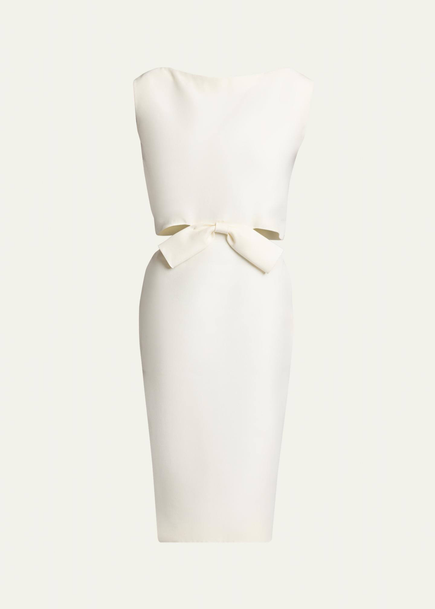 Balenciaga Sleeveless Bow Draped-Back Cutout Midi Dress - Bergdorf 