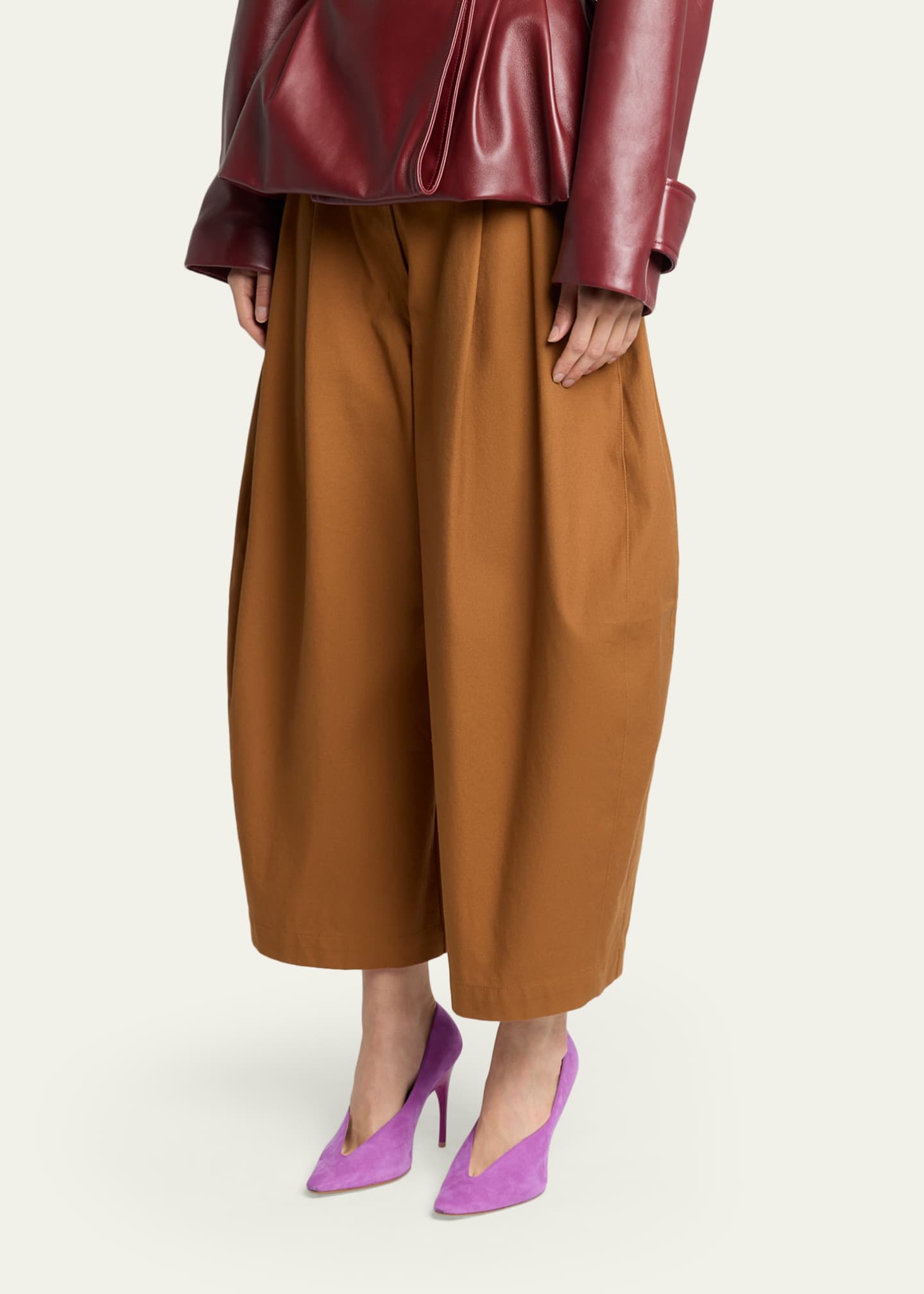 Balenciaga Pleated Barrel-Leg Ankle Bermuda Pants - Bergdorf Goodman