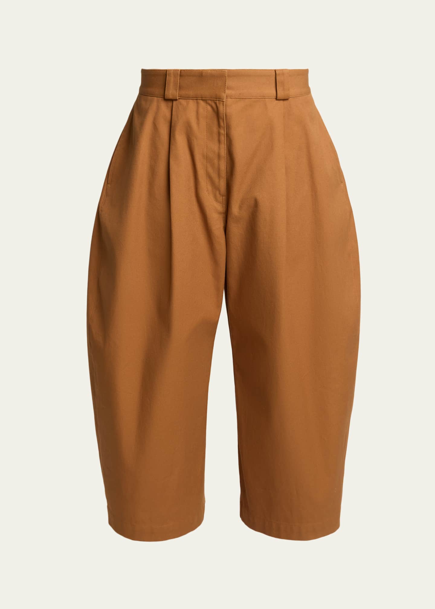 Balenciaga Pleated Barrel-Leg Ankle Bermuda Pants - Bergdorf Goodman