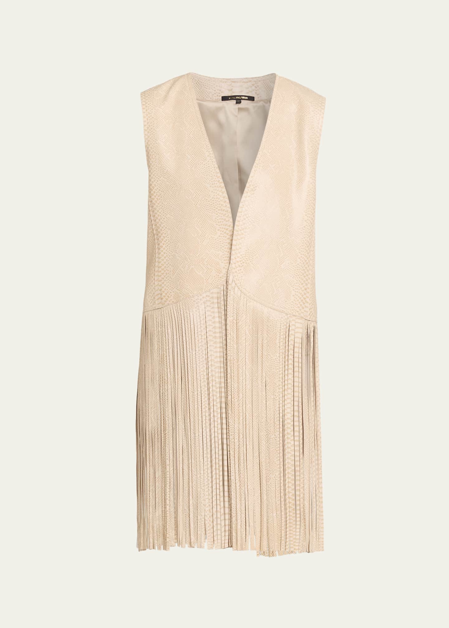 Kobi Halperin Angela Snakeskin Fringe Leather Vest - Bergdorf Goodman