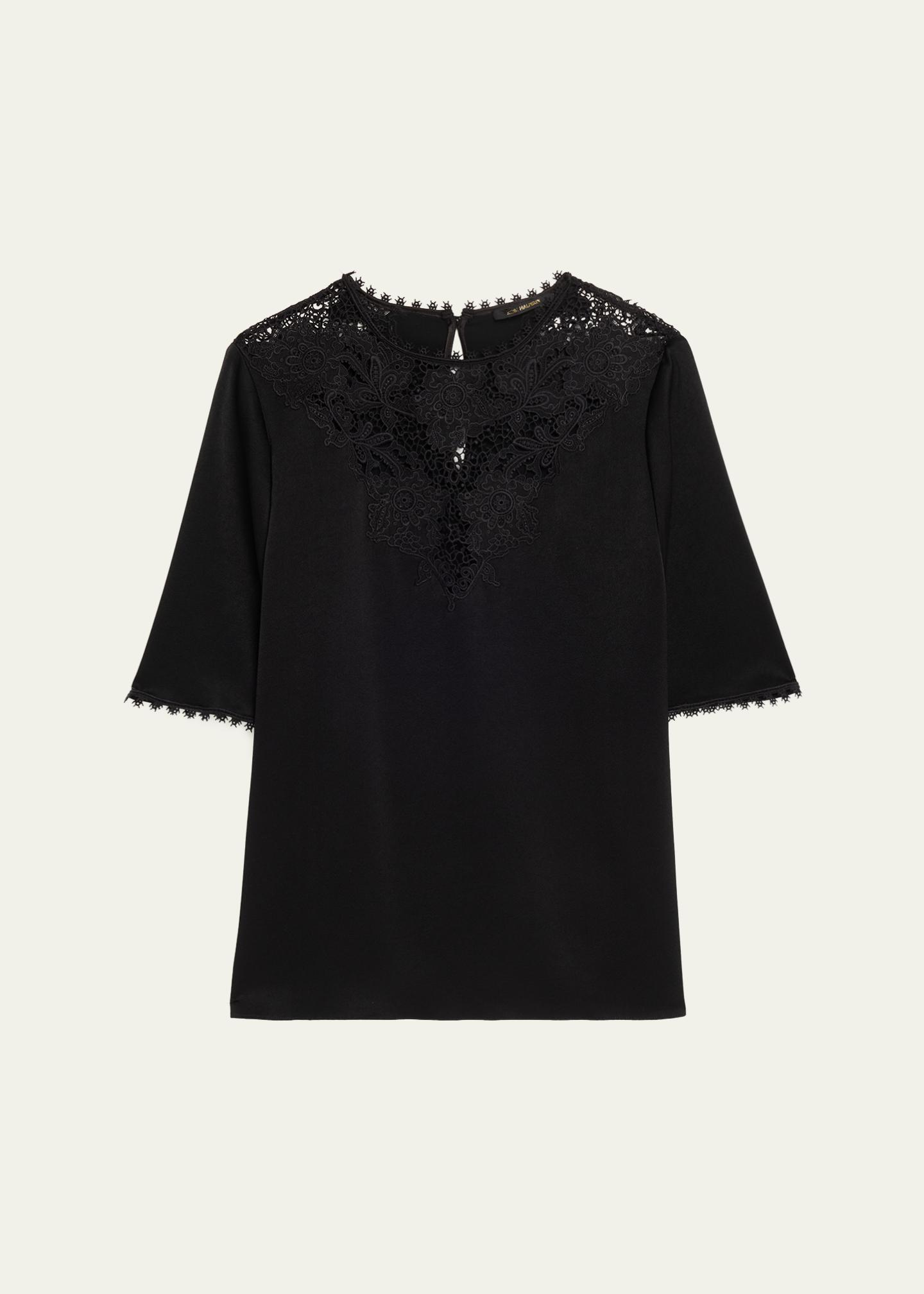 Kobi Halperin Frankie Lace-Inset Satin Back Crepe Blouse - Bergdorf Goodman