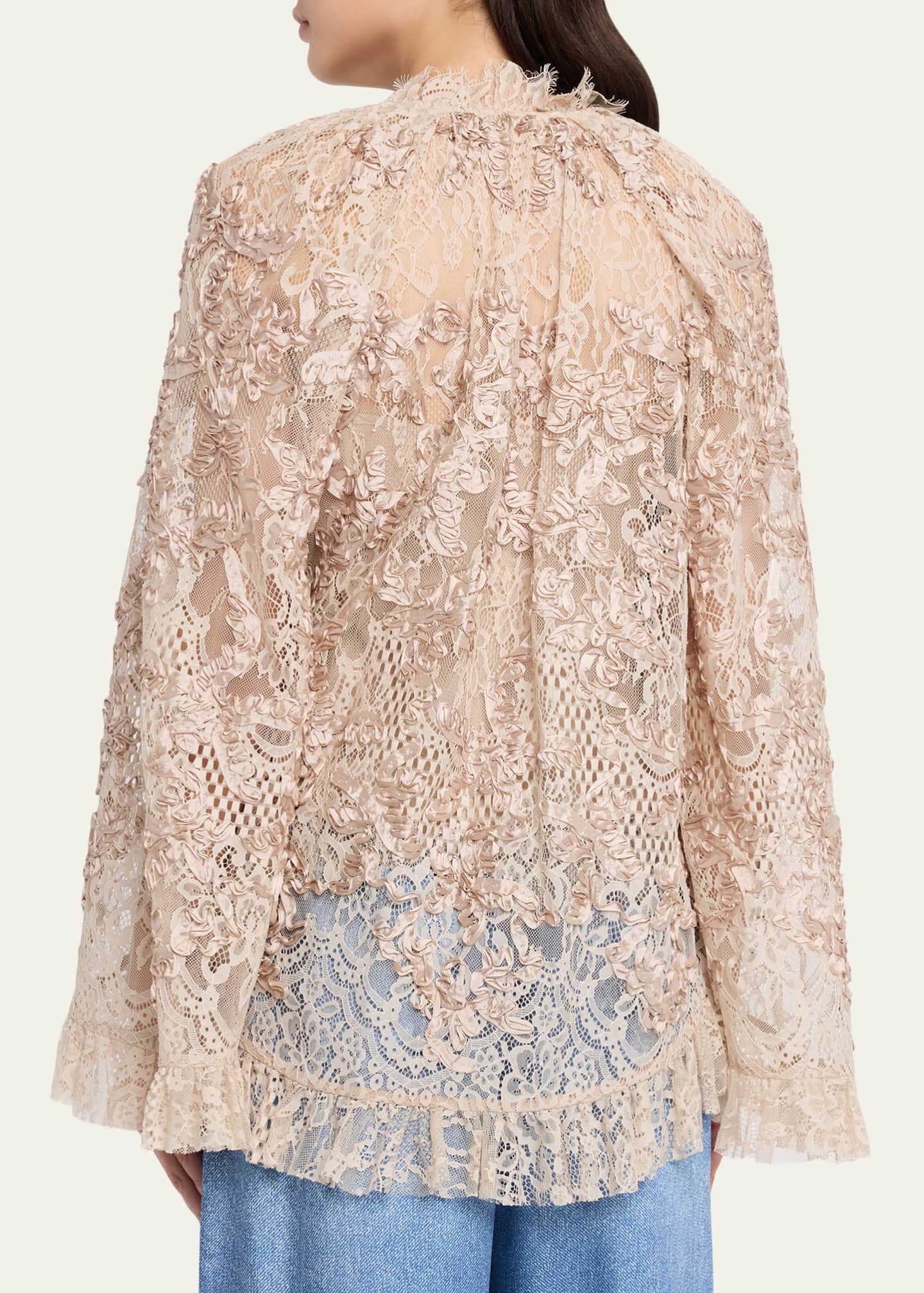 Kobi Halperin Harmony Ruffle-Trim Lace Blouse - Bergdorf Goodman