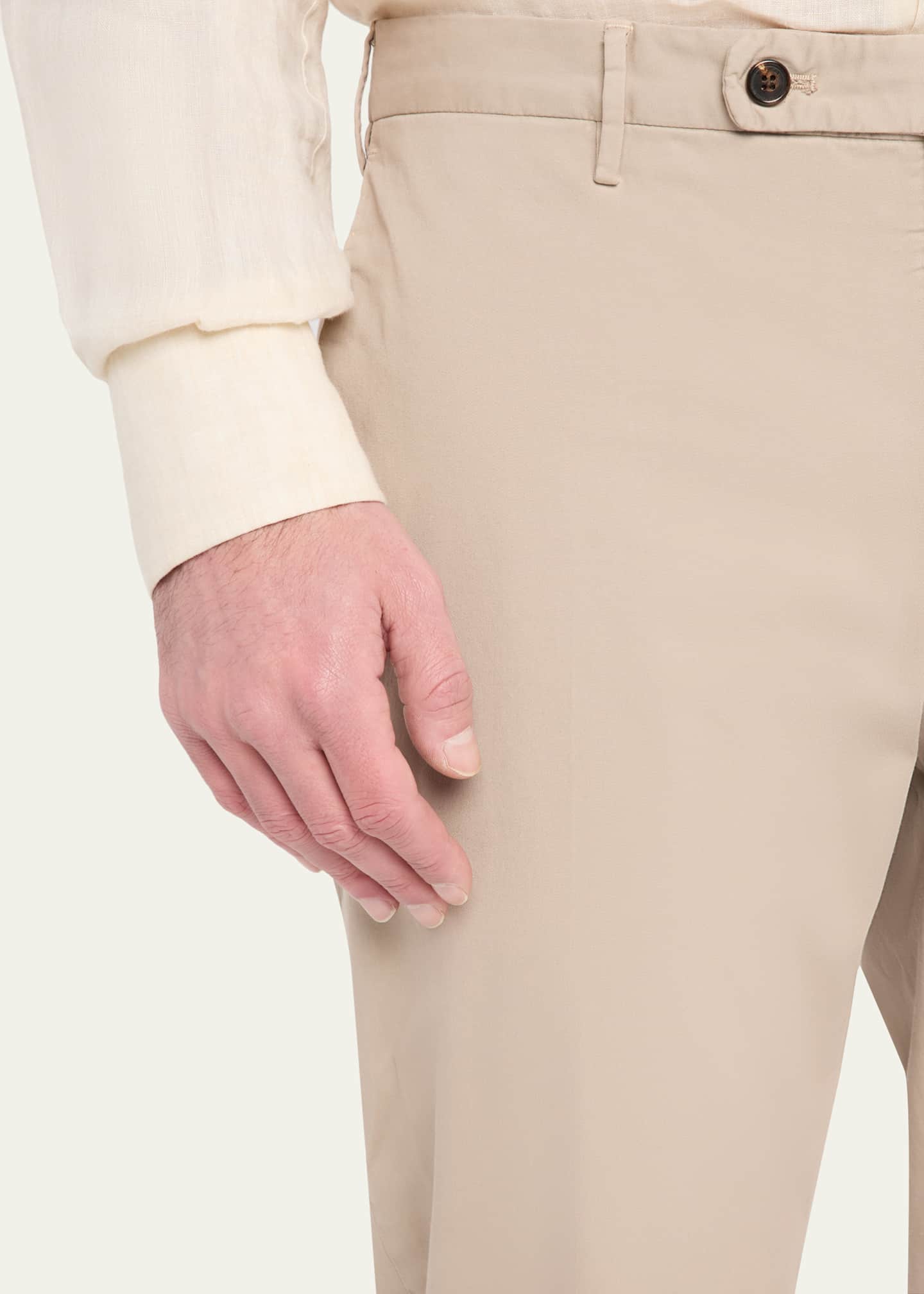 パンツ INCOTEX khaki cotton pants Incotex Men's Pressed-Crease Cotton Trousers - Bergdorf Goodman